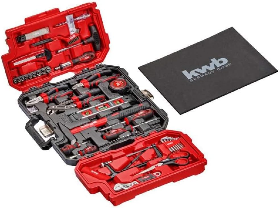 kwb Werkzeugkoffer, 70-teilige Werkzeug-Set, stabiler Kunststoff-Koffer, mit Tragegriff zum Transportieren und Aufh&auml;ngen, hochwertiger Werkzeugsatz, ideal f&uuml;r Werkstatt und Haushalt - Bild 1