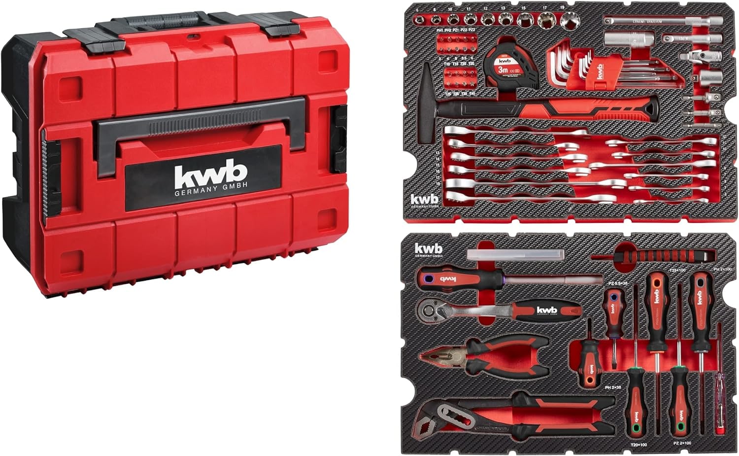 kwb Werkzeugkoffer / Werkzeug-Set, 80-teilig, Einhell E-Case-kompatibel, robust und hochwertig, ideal für den Haushalt o