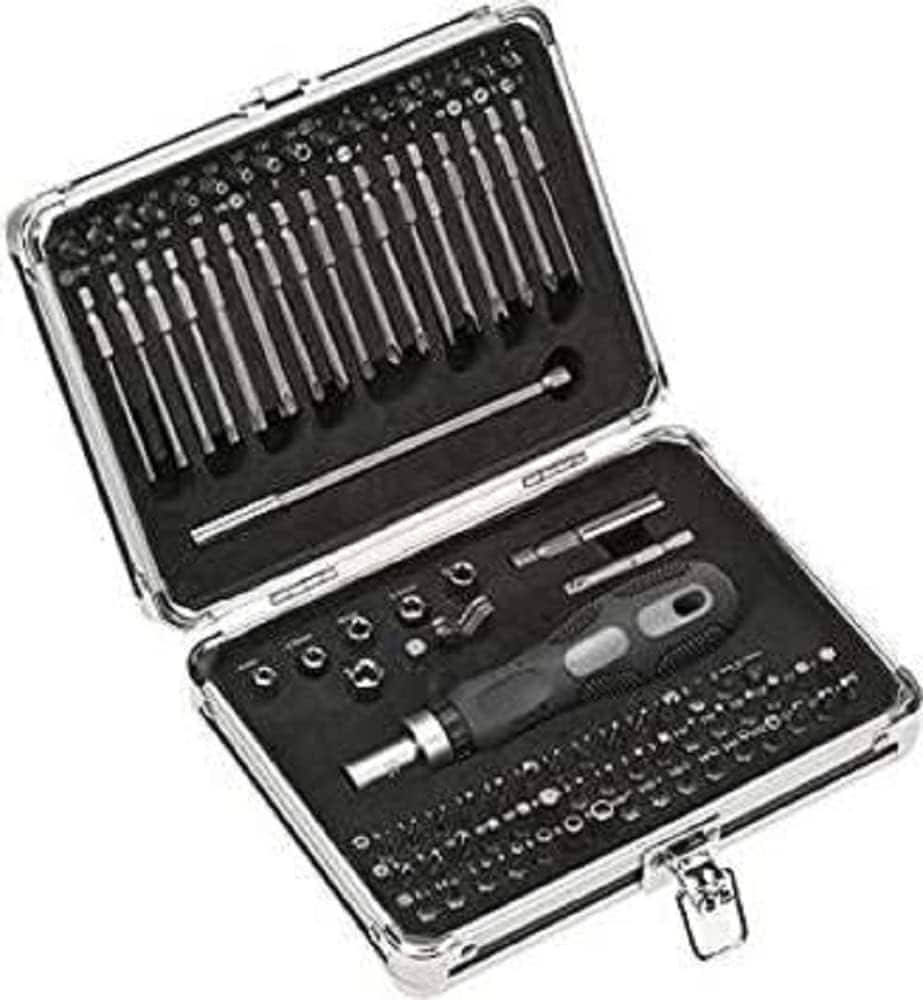 kwb Power Bit-Box 92-tlg 'inkl. Bits, Bithalter mit Dauermagnet, langer Bithalter Sechskant-Schaft und Ratschen-Handgriff in stabilem Metallkoffer - Bild 1