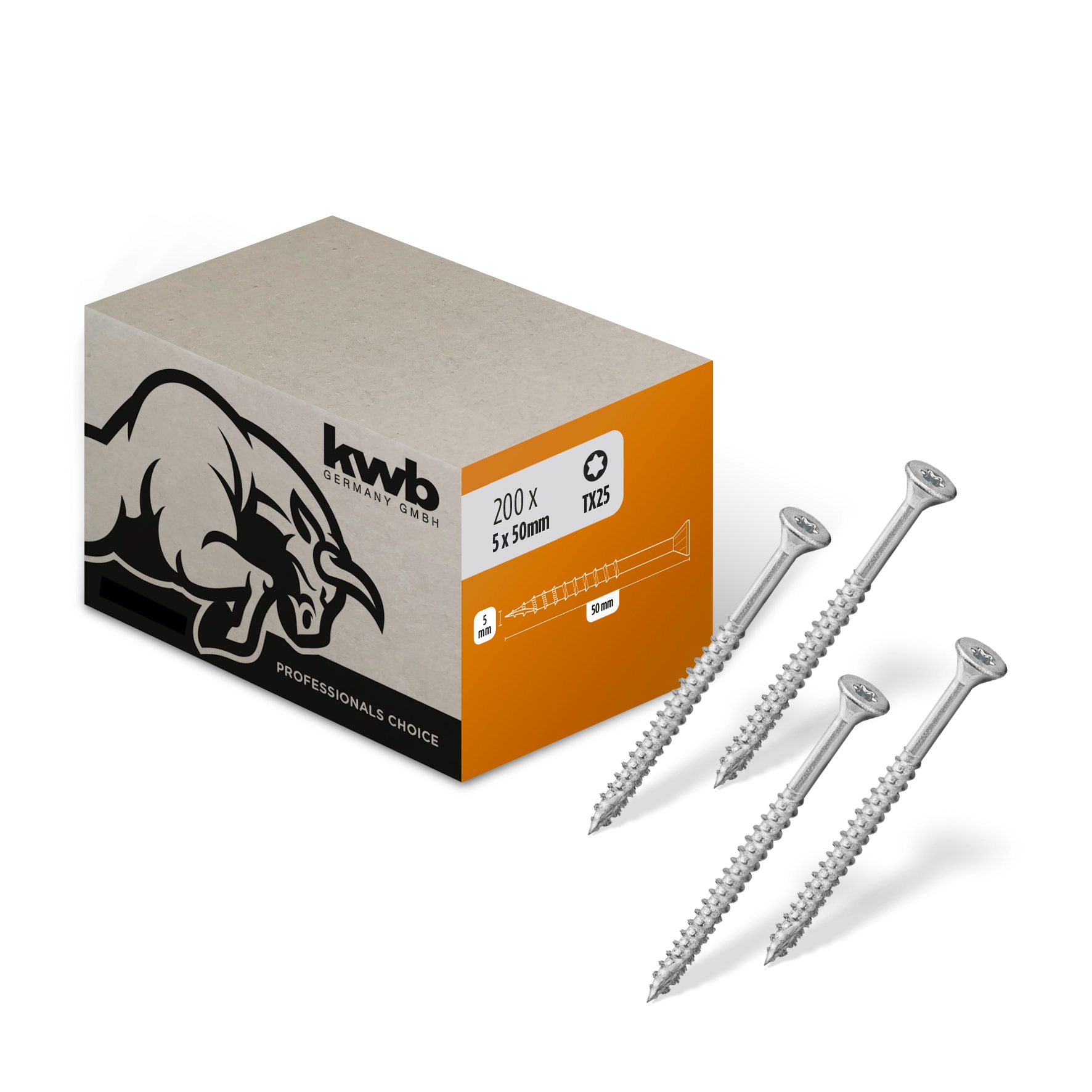 kwb Holzschraube, 200 St&uuml;ck, Holzschrauben, Spanplattenschrauben, Schrauben f&uuml;r Holz, Teilgewinde, Cr3-Beschichtung, Typ-17-Bohrspitze - Bild 1