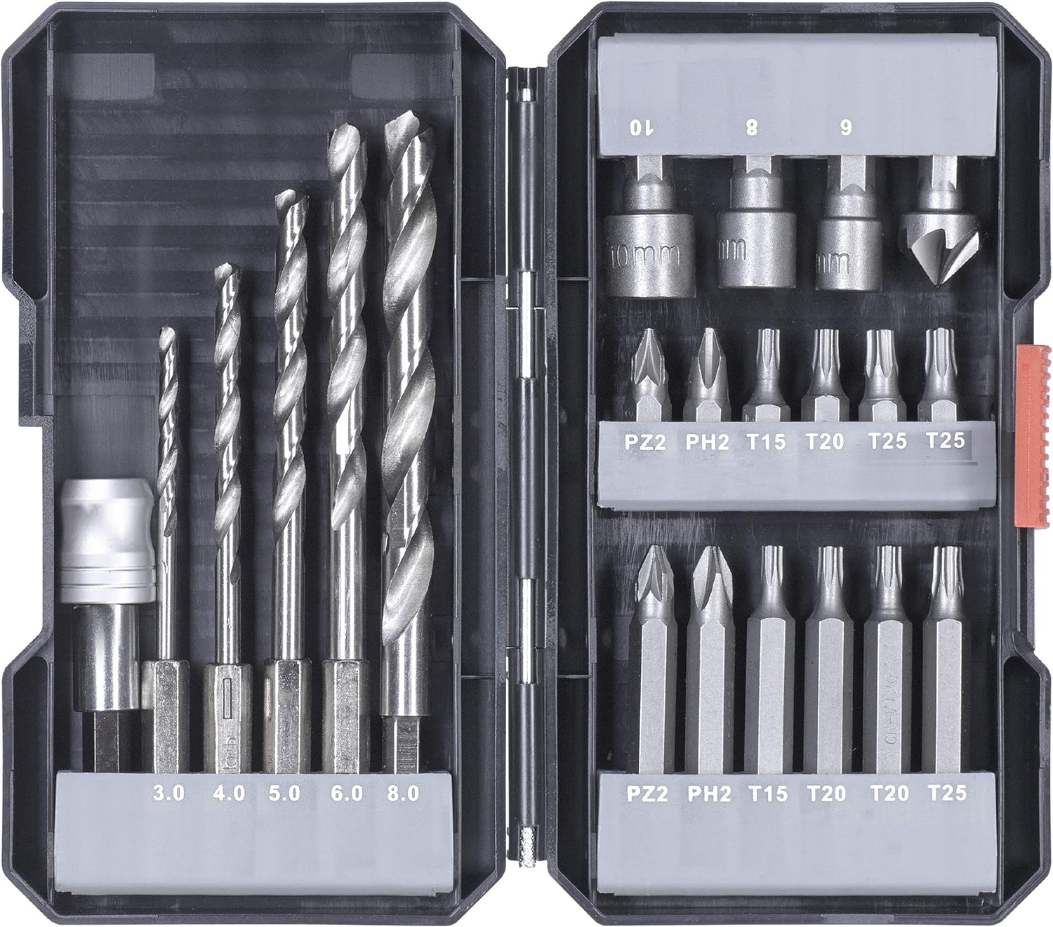 kwb 22-teilige Bit und Bohrer-Box m. Sechkant-Schaft, 5 x HSS Metallbohrer und Bits PH, PZ u. TX im Set inkl. Senker, Bit-Halter u. Steckschl&uuml;ssel-Bits - Bild 1