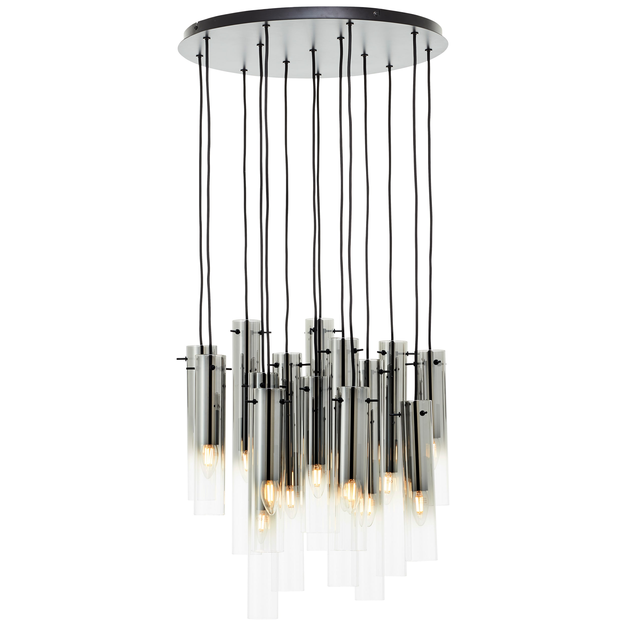 Brilliant Lampe Glasini Pendelleuchte 14flg schwarz matt/rauchglas Metall/Holz schwarz 14x C35, E14, 25 W - Bild 1