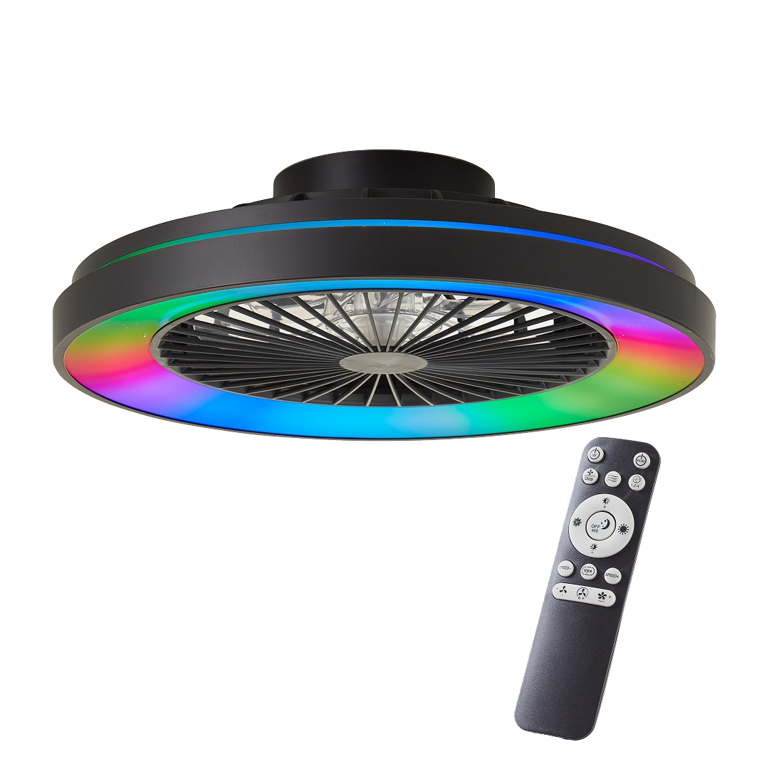 Brilliant LED-Deckenleuchte mit Ventilator, 48,5 cm - Schwarz, Metall & Kunststoff, RGB & CCT-Technologie, Dimmbar, inklusive Fernbedienung - Bild 1