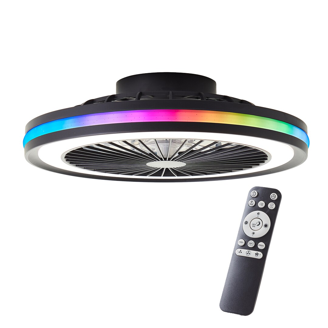 Brilliant LED-Deckenlampe mit Ventilator - 46, 5 cm, Schwarz, Metall & Kunststoff, Dimmbar, RGB & CCT-Farbsteuerung, mit Fernbedienung - Bild 1