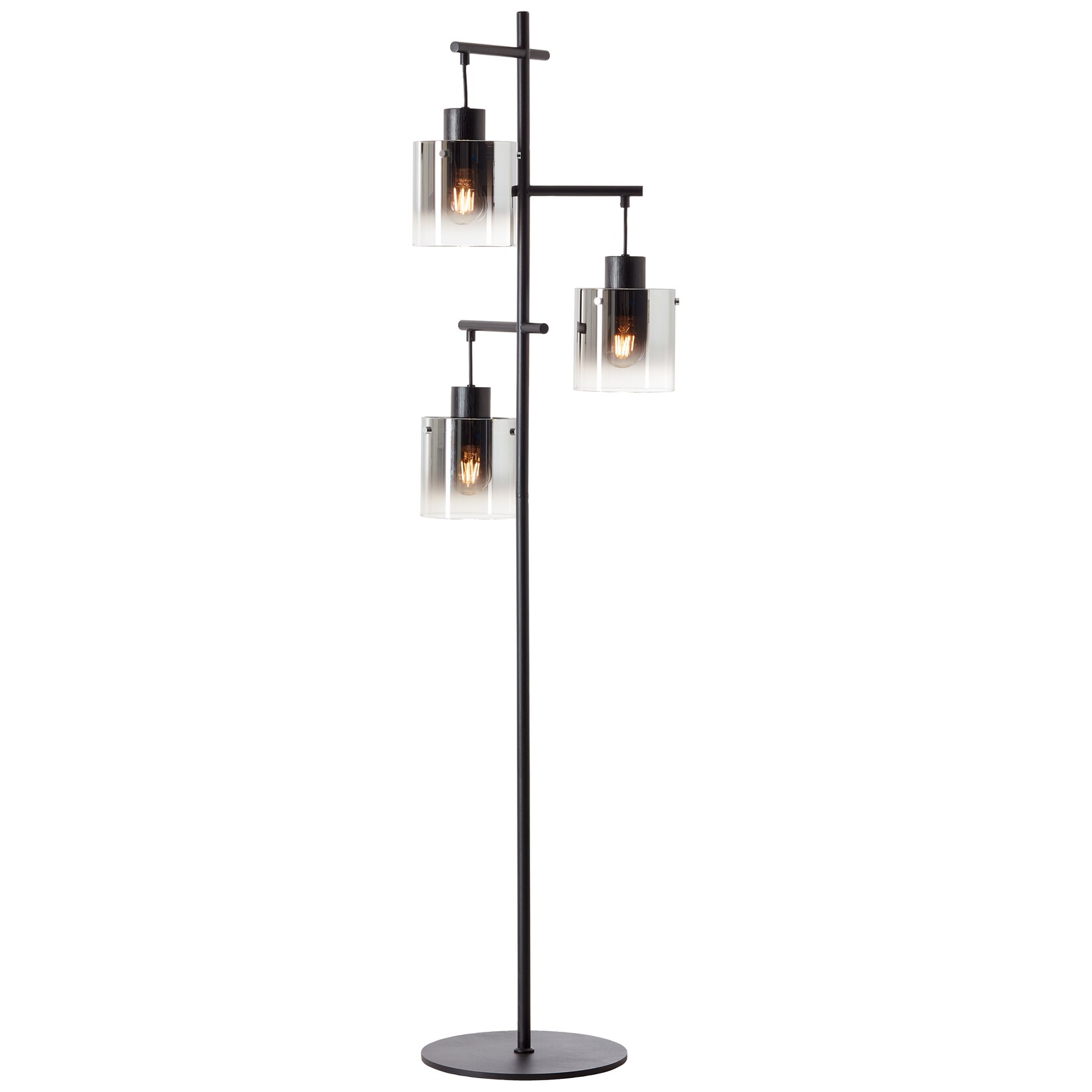 Brilliant Lampe Simonis Standleuchte 3flg schwarz/rauchglas Aluminium/Metall schwarz 3x A60, E27, 52 W | 04004353397813