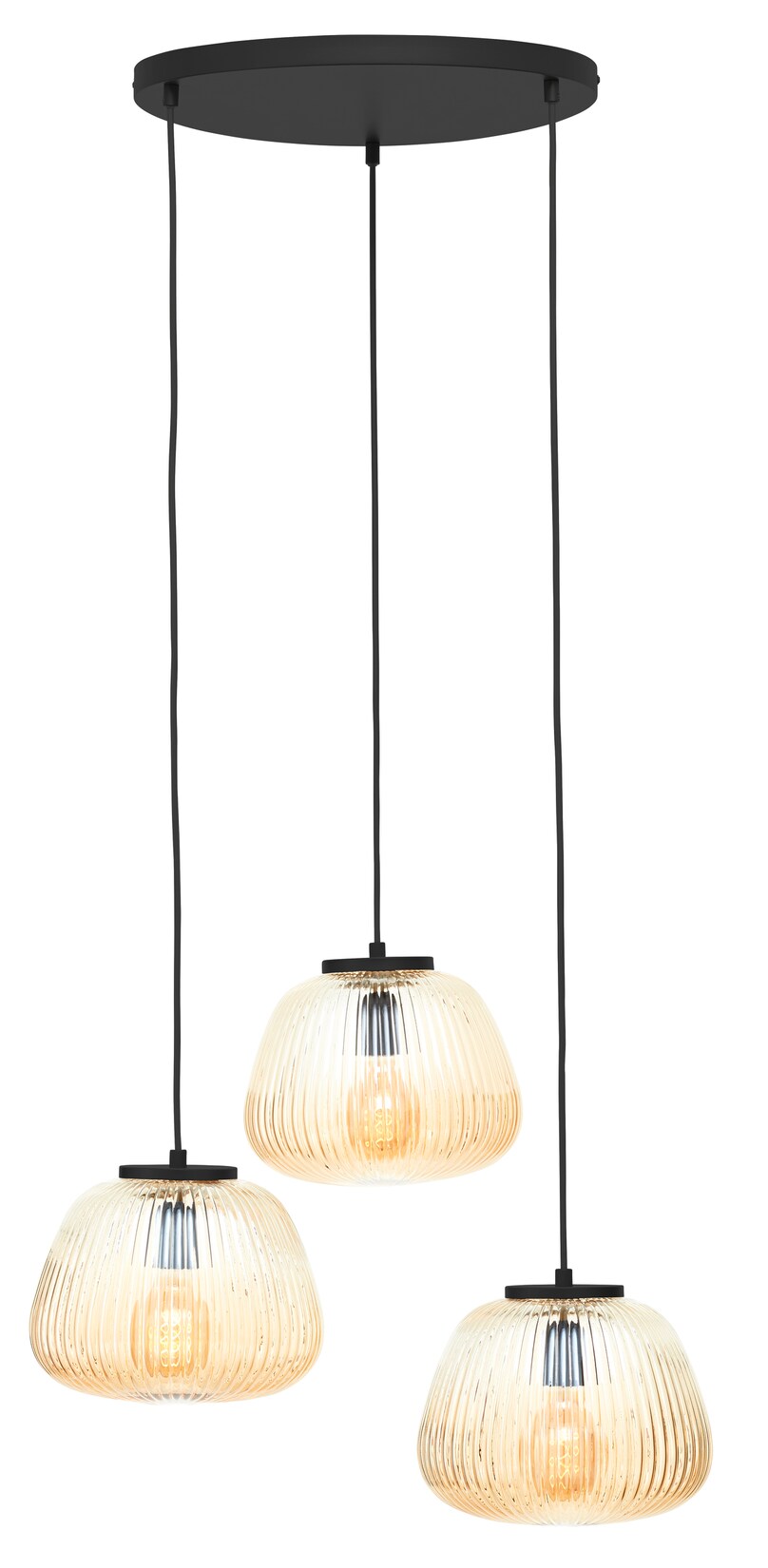 Brilliant Lampe Kaizen Pendelleuchte 3flg amber-bernstein/schwarz matt Metall/Kunststoff braun 3x A60 , E27 , 40 W