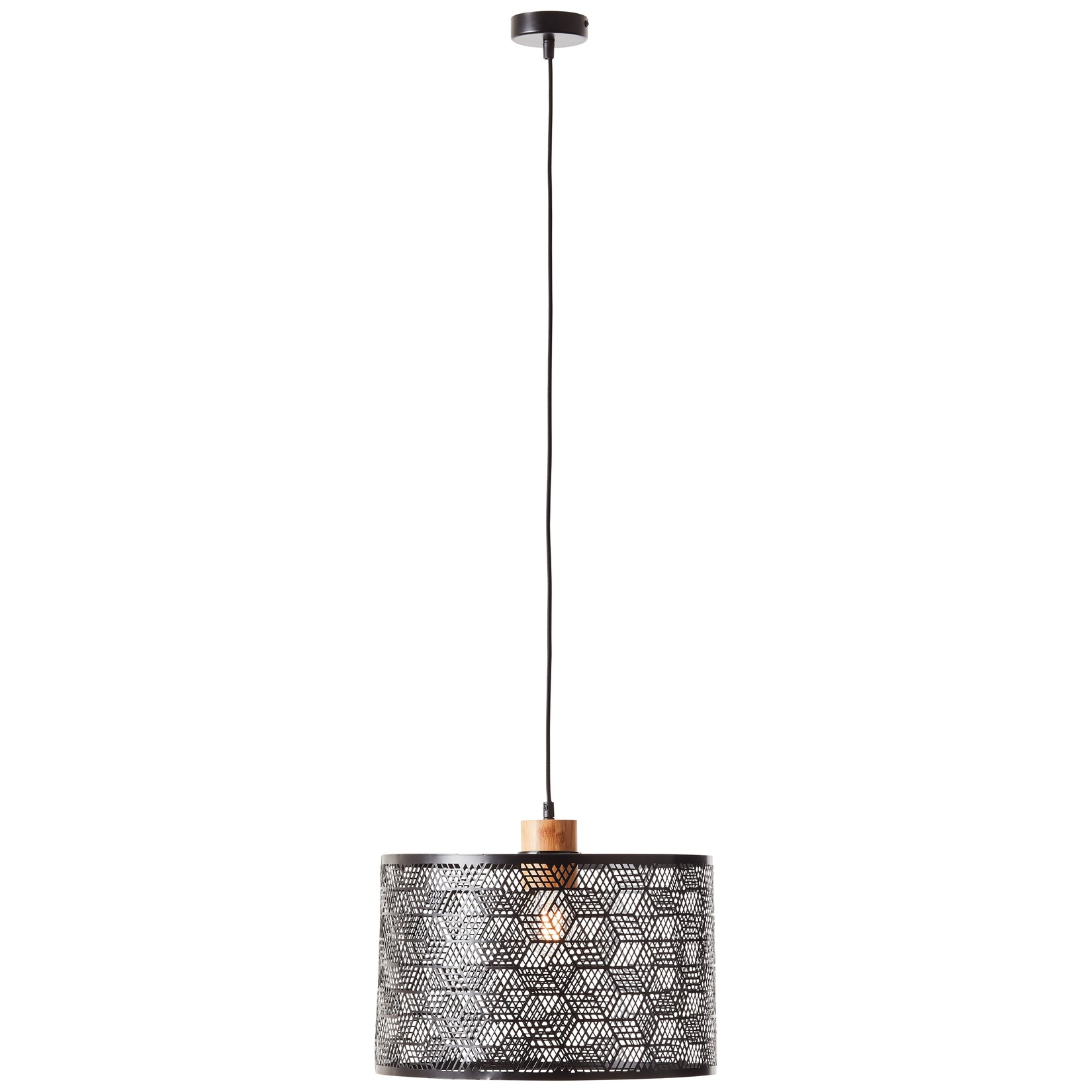 Brilliant Lampe Santy Pendelleuchte 1flg schwarz/natur Kunststoff schwarz 1x A60 , E27 , 52 W