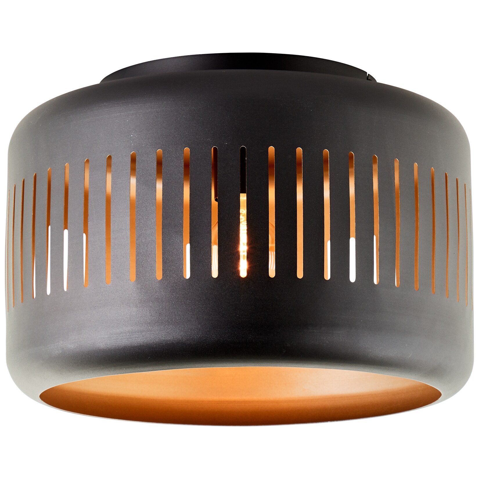 Brilliant Lampe Tyas Deckenleuchte 38cm schwarz/gold Metall/Bambus schwarz 1x A60 , E27 , 60 W