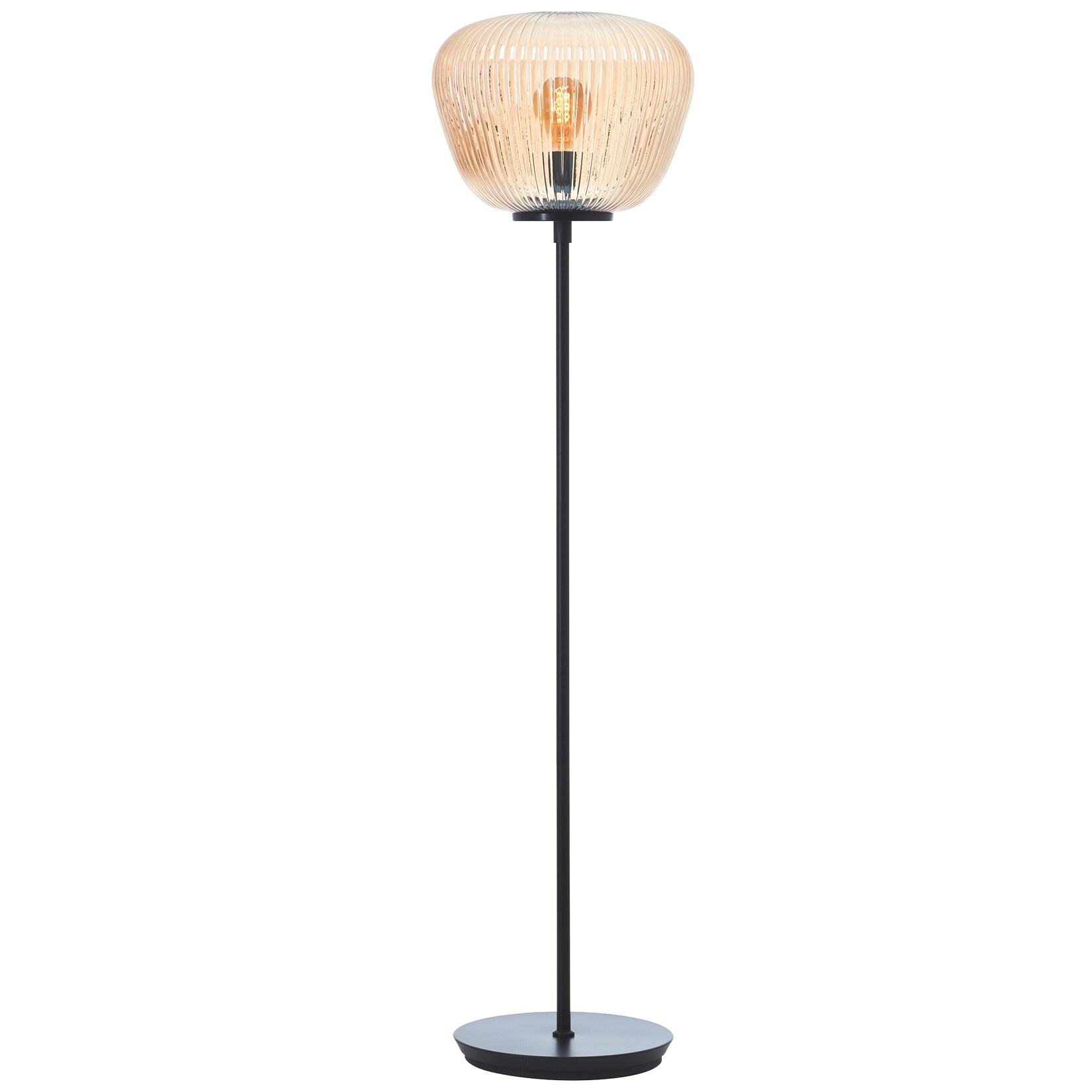 Brilliant Lampe Kaizen Stehleuchte 140cm amber-bernstein/schwarz matt Metall braun 1x A60 , E27 , 40 W