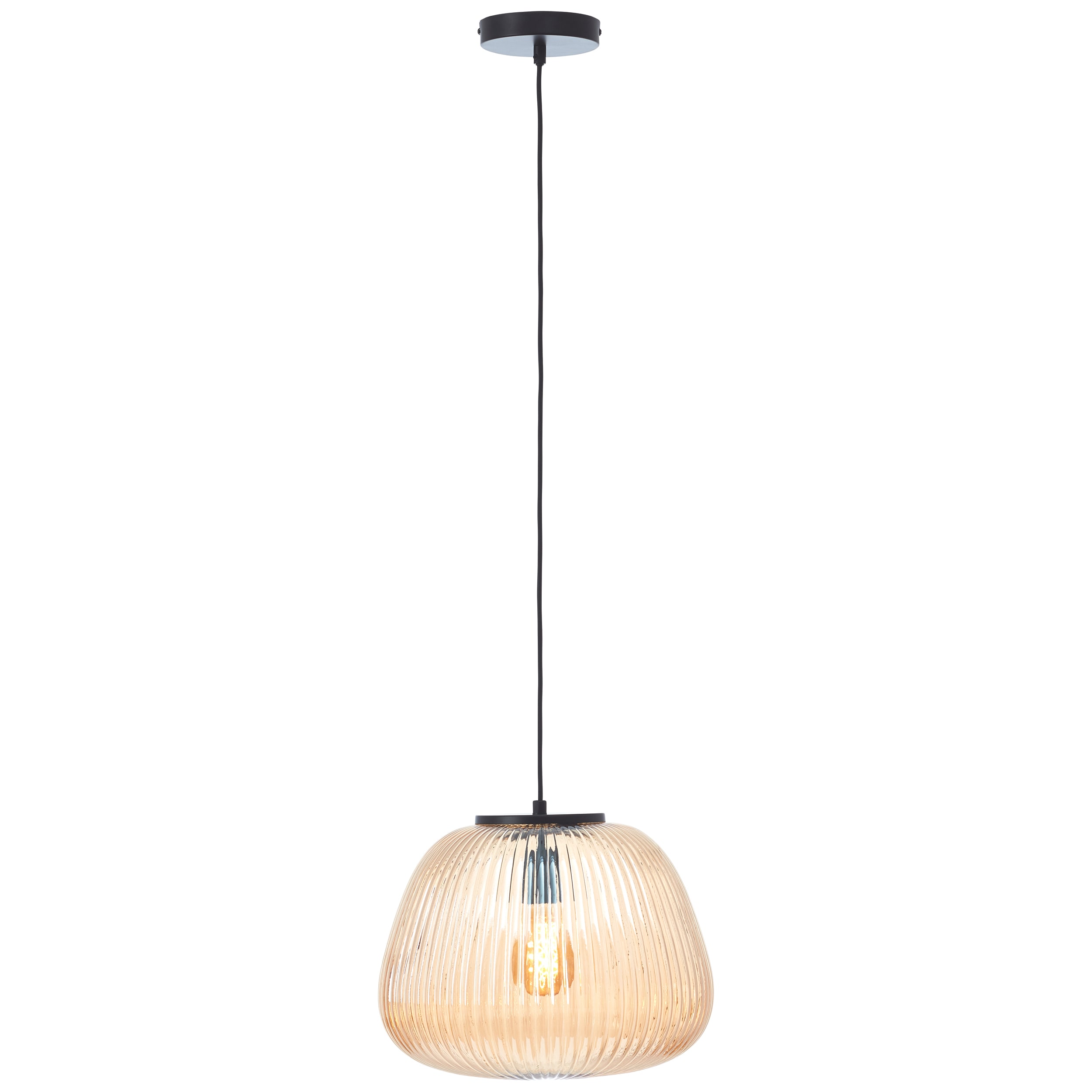 Brilliant Lampe Kaizen Pendelleuchte 35cm amber-bernstein/schwarz matt Kunststoff braun 1x A60 , E27 , 40 W - Bild 1