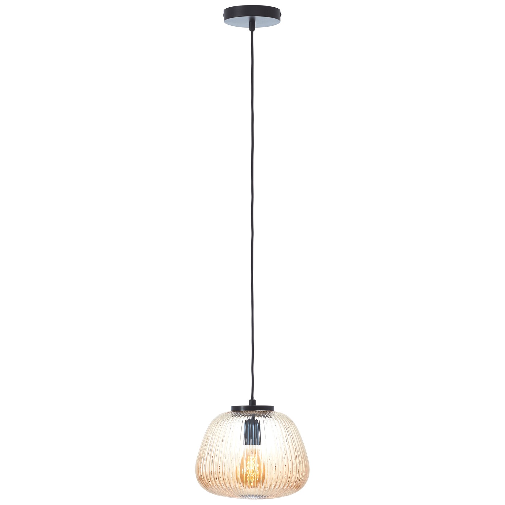 Brilliant Lampe Kaizen Pendelleuchte 25cm amber-bernstein/schwarz matt Metall/Kunststoff braun 1x A60 , E27 , 40 W