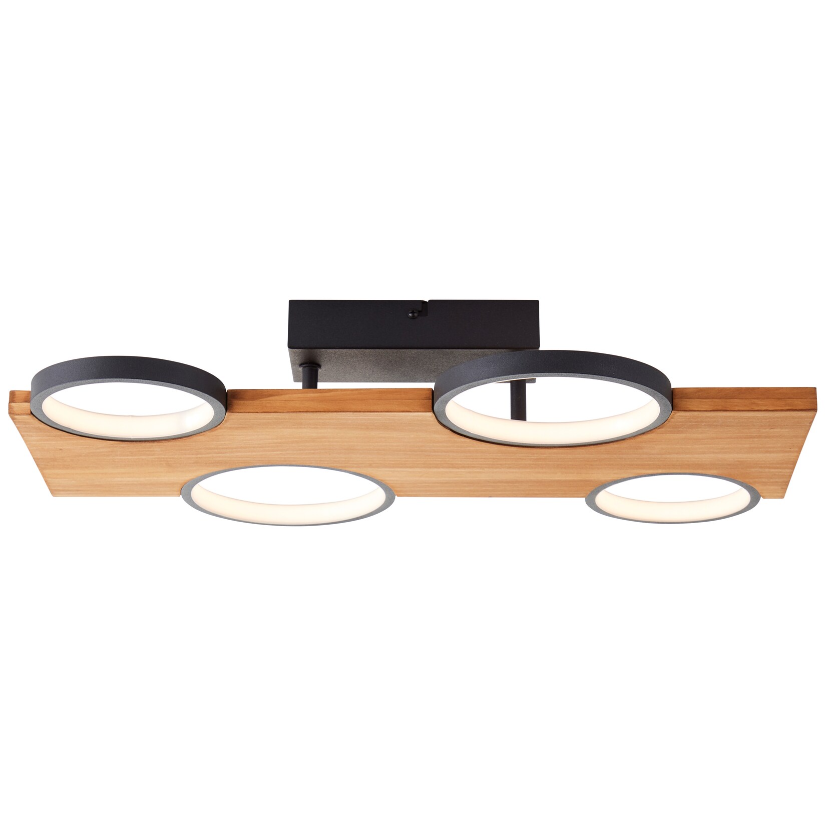 Brilliant Lampe Cheesy LED Deckenleuchte 55x35cm matt schwarz/holz Metall/Holz braun 28 W LED integriert