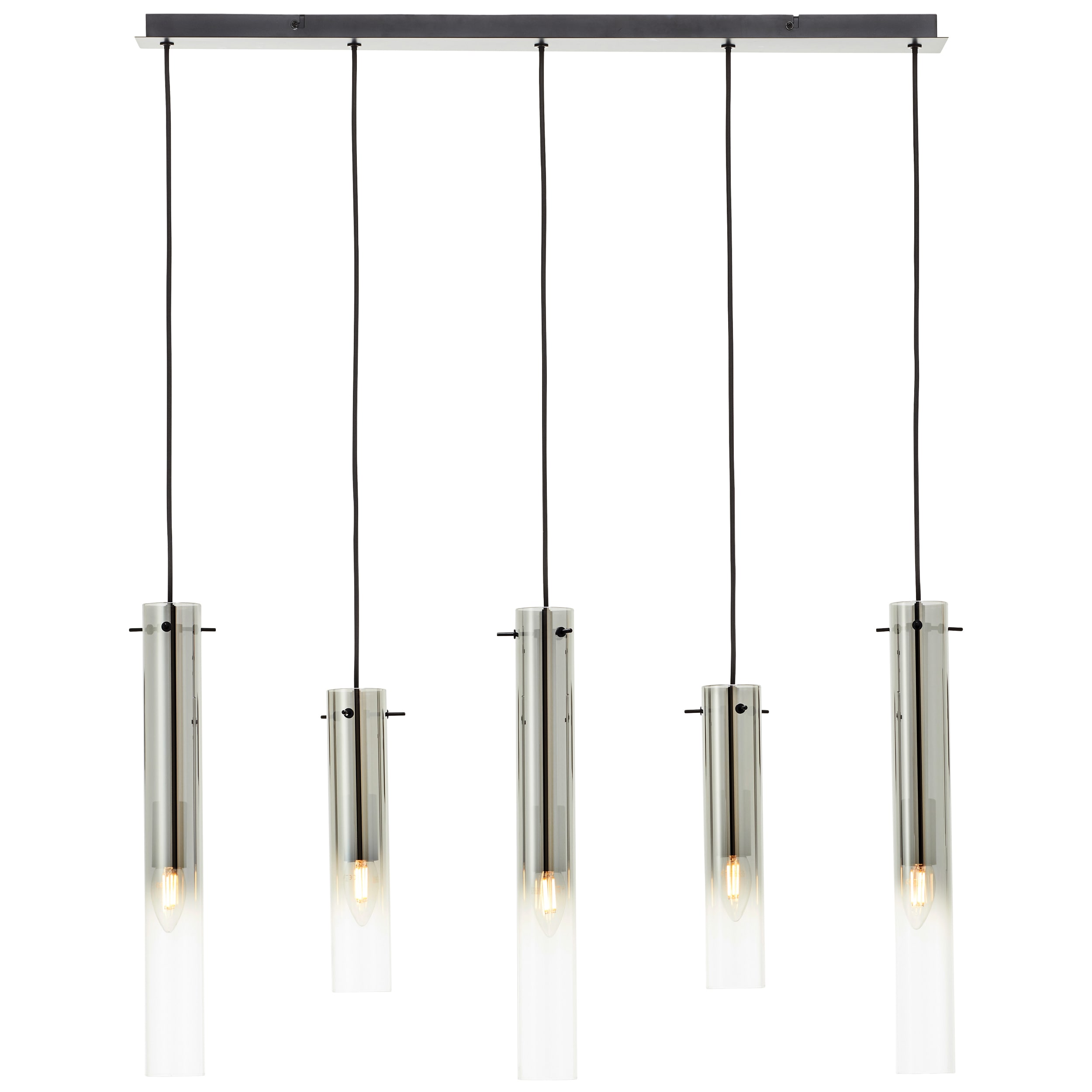 Brilliant Lampe Glasini Pendelleuchte 5flg schwarz matt/rauchglas Metall/Glas schwarz 5x C35 , E14 , 25 W - Bild 1