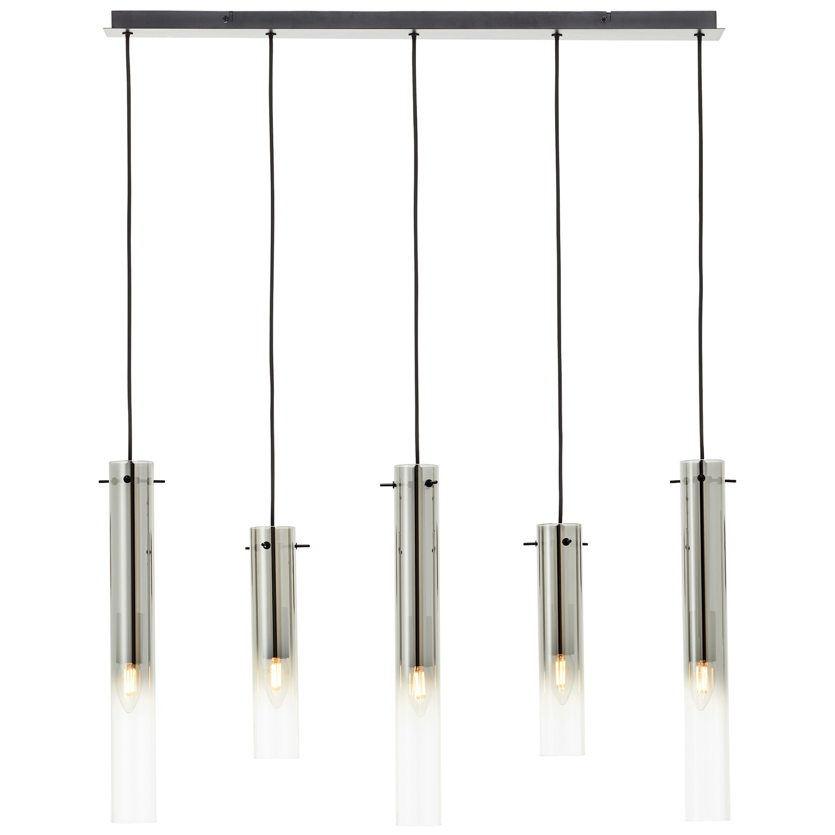Brilliant Lampe Glasini Pendelleuchte 5flg schwarz matt/rauchglas Metall/Glas schwarz 5x C35 , E14 , 25 W