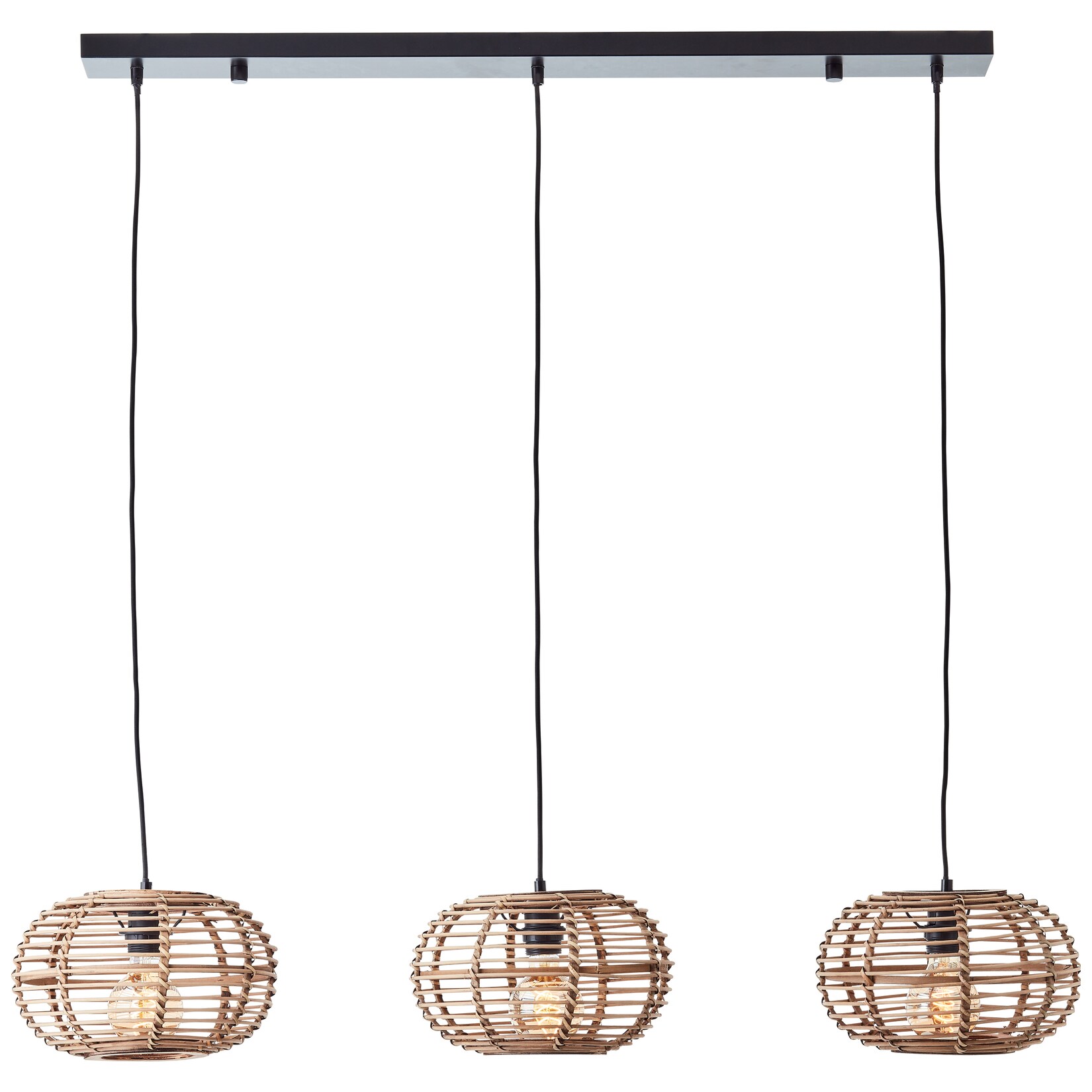Brilliant Lampe Woodball Pendelleuchte 3flg schwarz matt/bambus Aluminium braun 3x A60 , E27 , 40 W