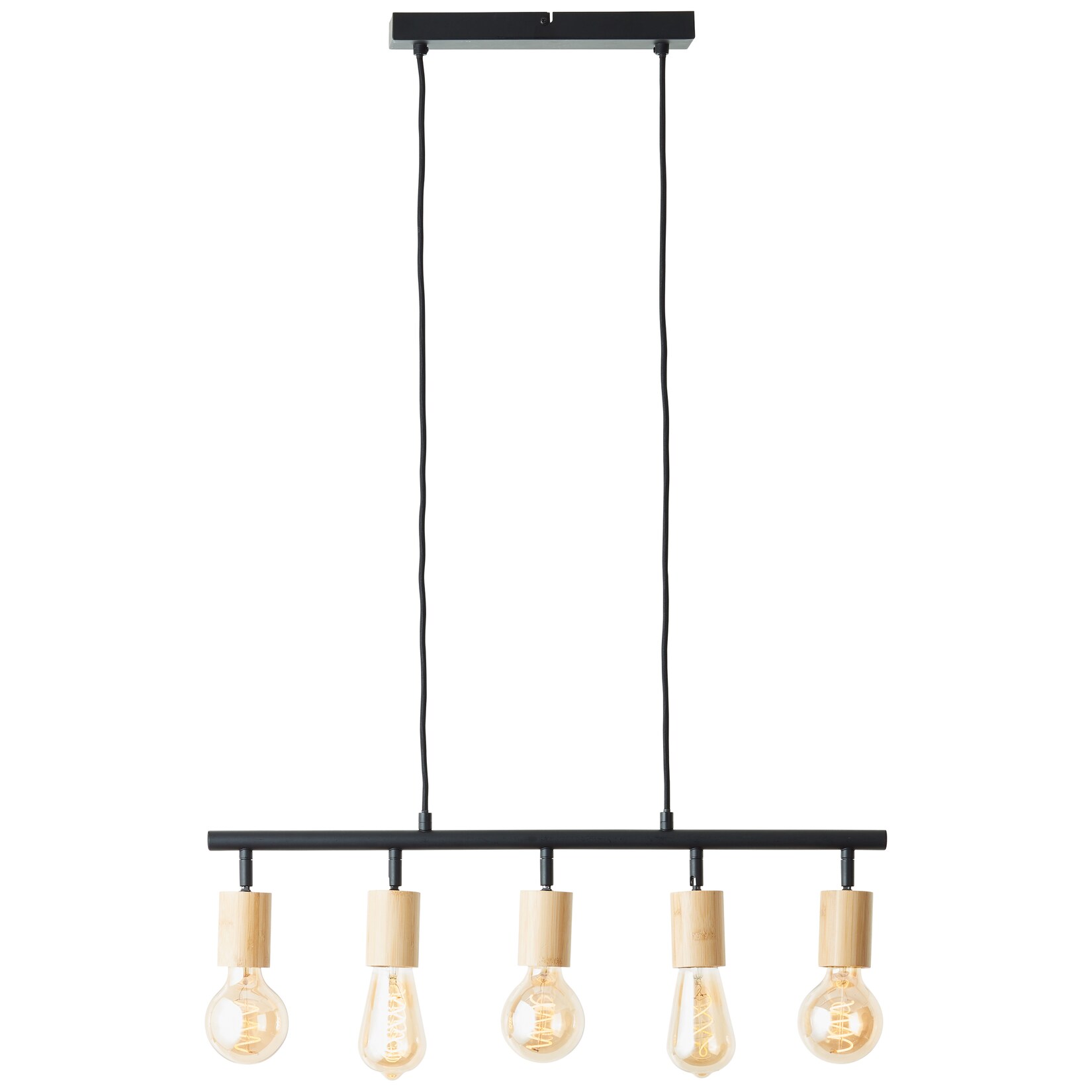 Brilliant Lampe Tiffany Balkenpendel 5flg schwarz matt/natur Metall/Kunststoff braun 5x A60 , E27 , 28 W