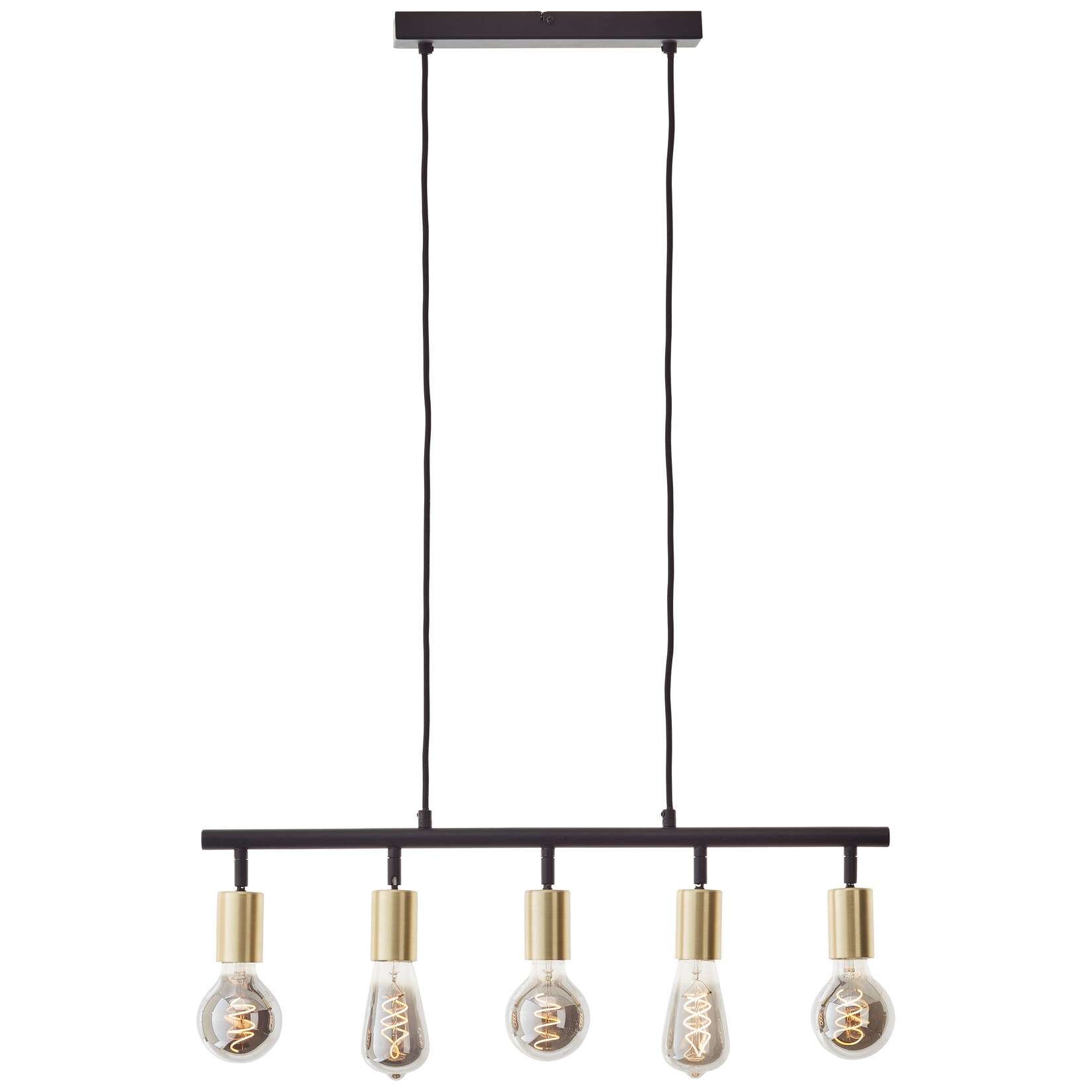 Brilliant Lampe Tiffany Balkenpendel 5flg schwarz matt/messing gebürstet gold 5x A60 , E27 , 28 W