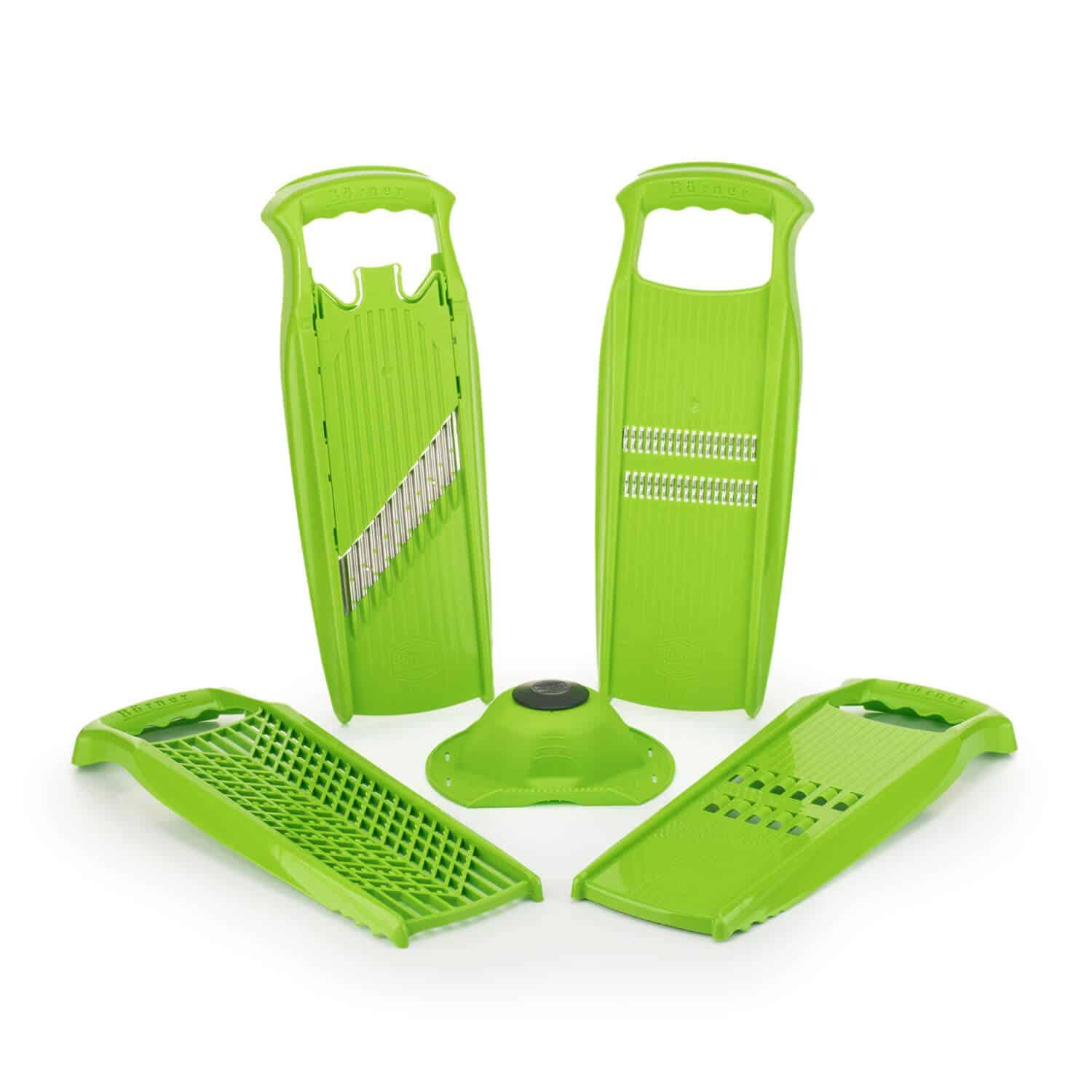 Borner Grater-Set Julienne Slicer, Crincle, Wave-Waffle Cuter, Cheese Grater green - Bild 1