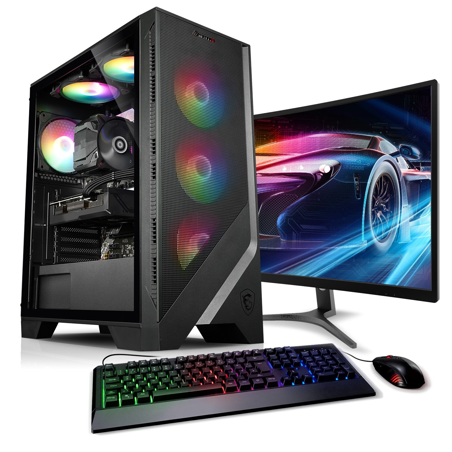 PC Set Gaming mit 27 Zoll TFT Total ultra Intel Core Ultra 5 225F, 16GB DDR5, NVIDIA RTX 3050 8 GB, 1TB SSD, WLAN, Windows 11 | 04260627613007