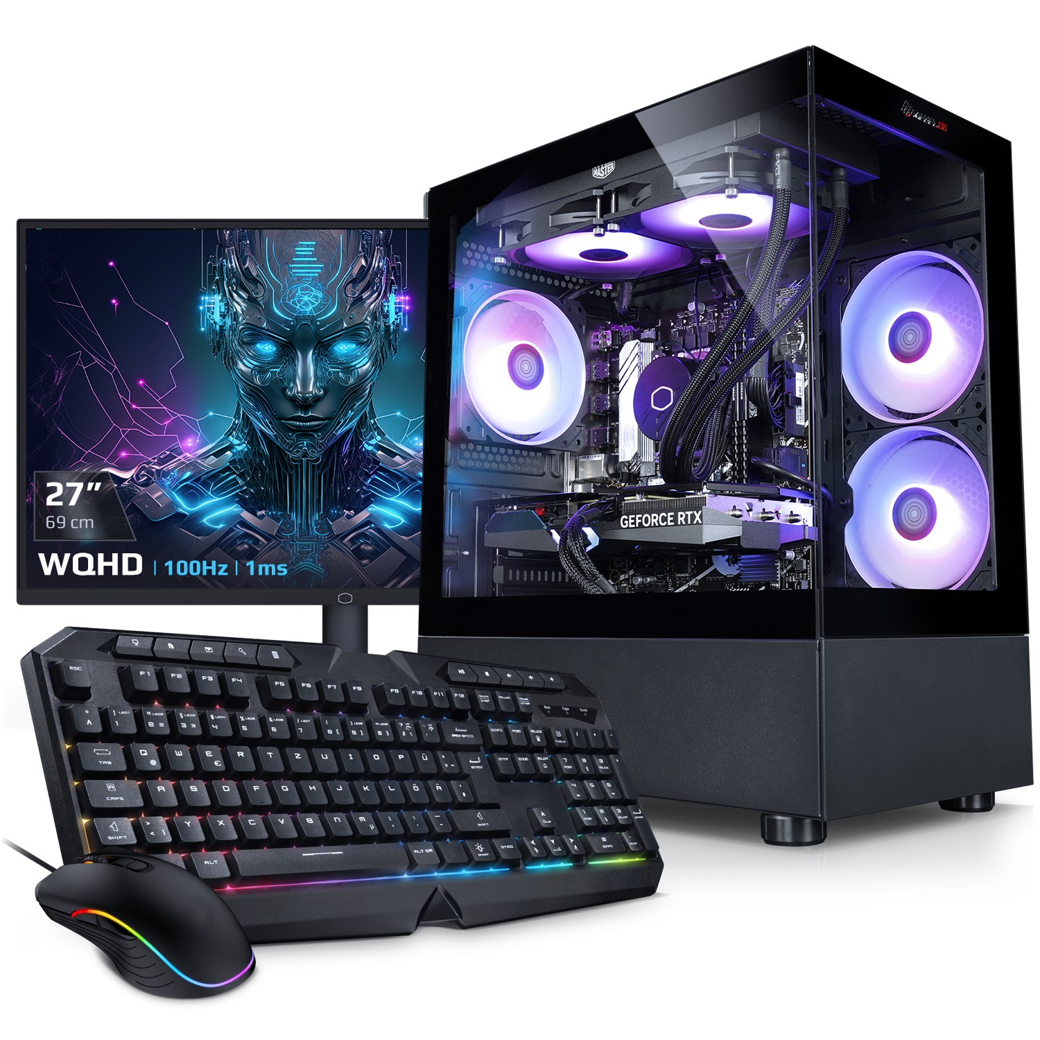 PC Set Gaming mit 27 Zoll TFT Invader XS IX AMD Ryzen 7 9700X, 32GB DDR5, AMD Radeon RX 9070 16 GB, 1TB SSD, Windows 11 - Bild 1