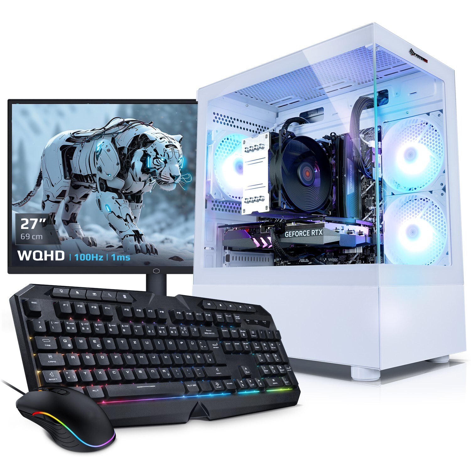 PC Set Gaming mit 27 Zoll TFT Invader XS VIII AMD Ryzen 7 8700F, 32GB DDR5, NVIDIA RTX 5060 8 GB, 2TB SSD, Windows 11 - Bild 1
