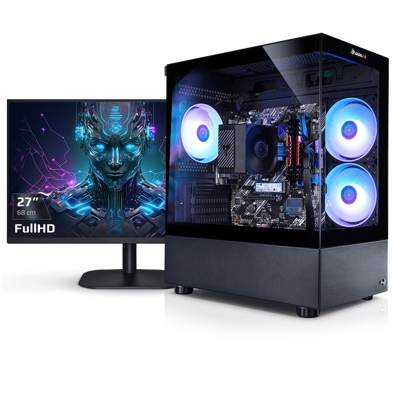 Gaming PC mit 27 Zoll TFT Viper V AMD Ryzen 7 5700G, 16GB DDR4, AMD Vega Grafik, 500GB SSD, WLAN, Windows 11 - Bild 1