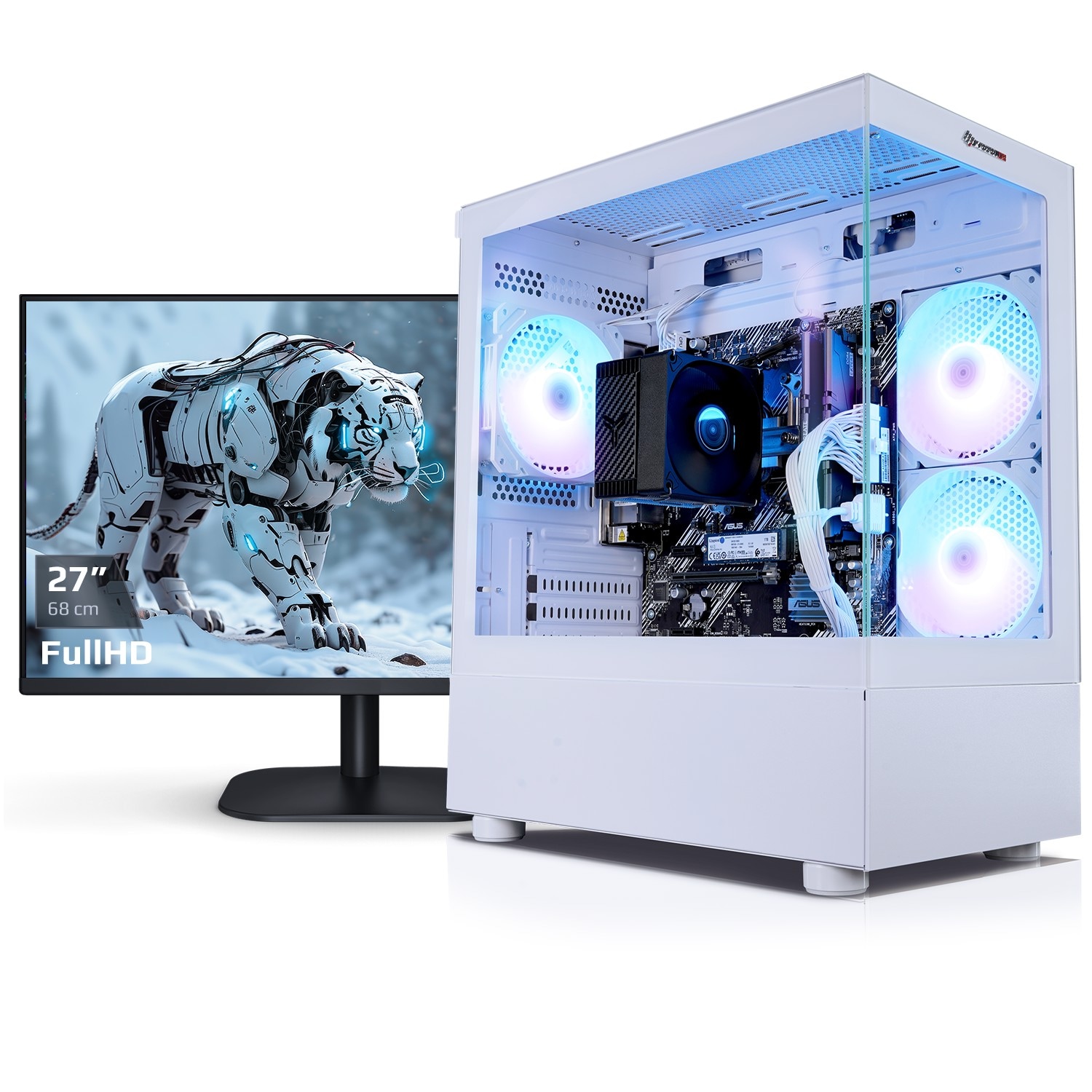 Gaming PC mit 27 Zoll TFT Viper V AMD Ryzen 7 5700G, 16GB DDR4, AMD Vega Grafik, 500GB SSD, WLAN, Windows 11 - Bild 1