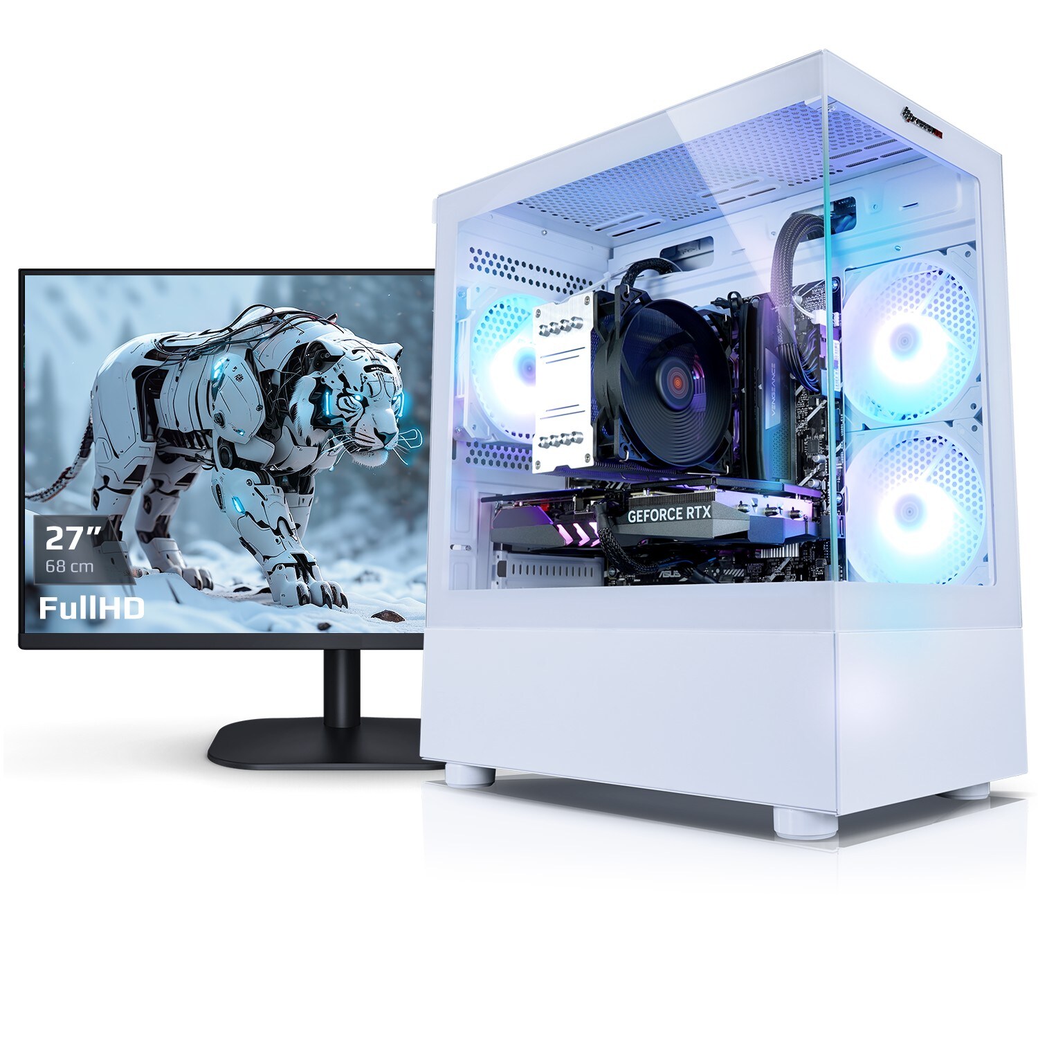 Gaming PC mit 27 Zoll TFT Viper V AMD Ryzen 7 5700X, 16GB DDR4, NVIDIA RTX 5050 8 GB, 1TB SSD, WLAN, Windows 11 - Bild 1