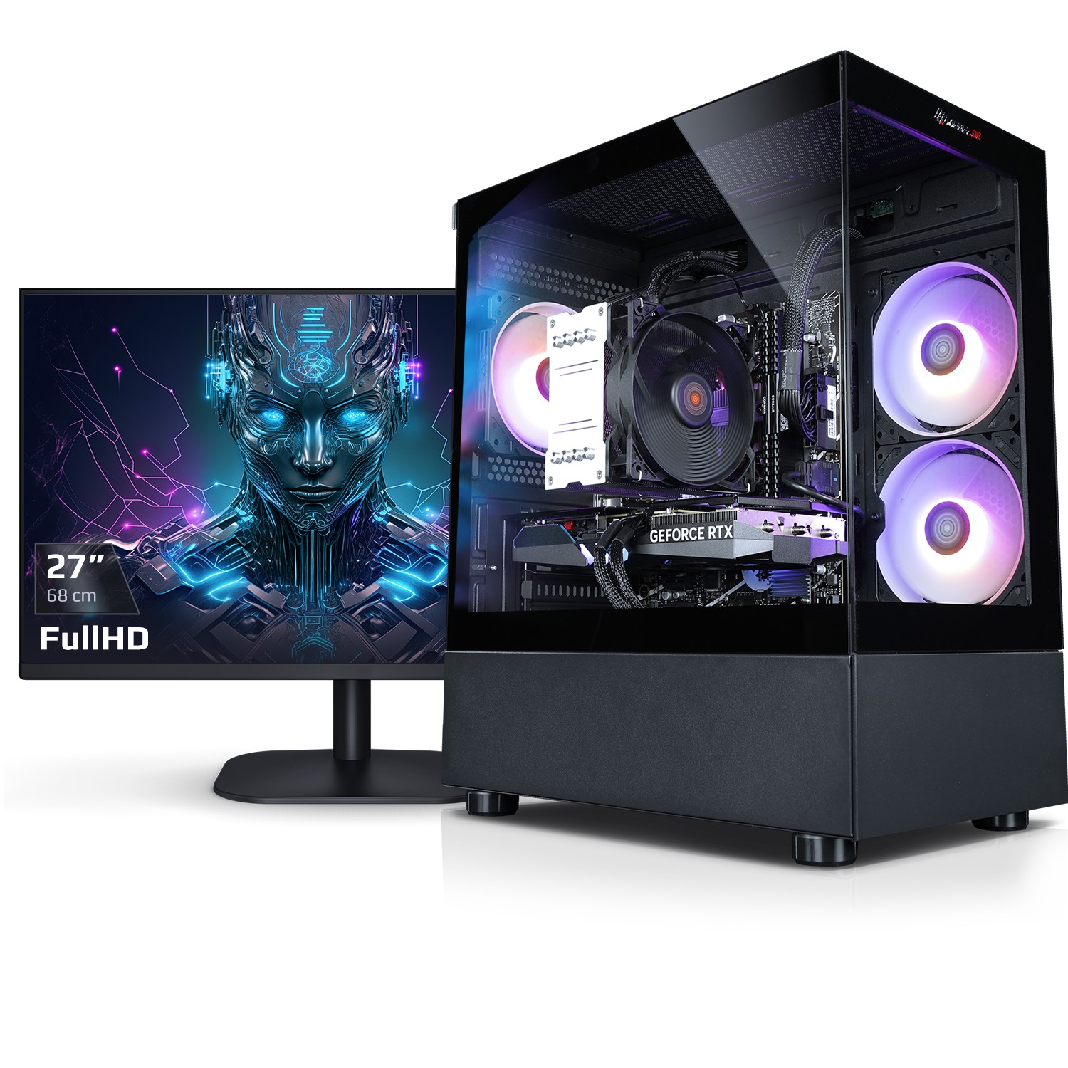 Gaming PC mit 27 Zoll TFT Viper V AMD Ryzen 7 5700X, 32GB DDR4, NVIDIA RTX 5060 8 GB, 1TB SSD, WLAN, Windows 11 - Bild 1