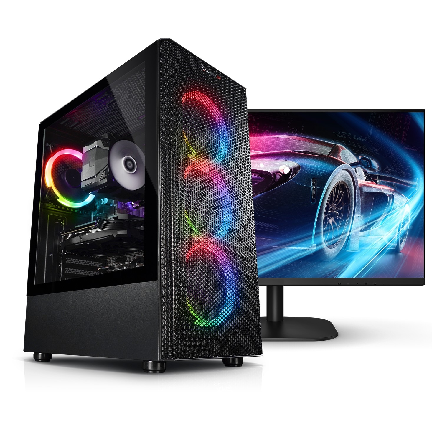 Gaming PC mit 27 Zoll TFT Raptor Intel Core i7-12700KF, 32GB DDR4, NVIDIA RTX 5060 Ti 8 GB, 1TB SSD, WLAN, Windows 11 - Bild 1