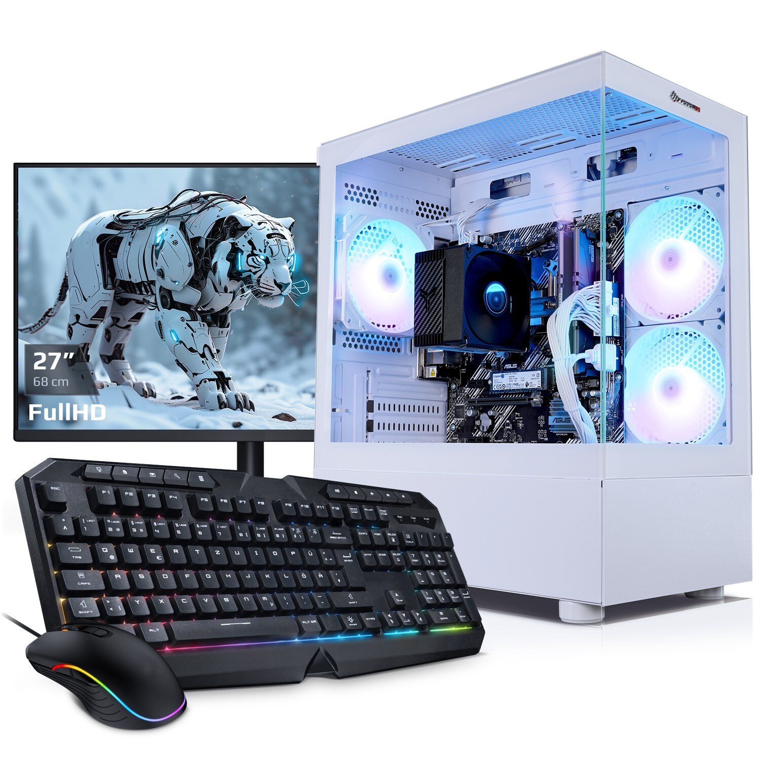 PC Set Gaming mit 27 Zoll TFT Allround AMD Ryzen 5 5600GT, 16GB DDR4, AMD Radeon Grafik, 1TB SSD, WLAN, Windows 11 - Bild 1