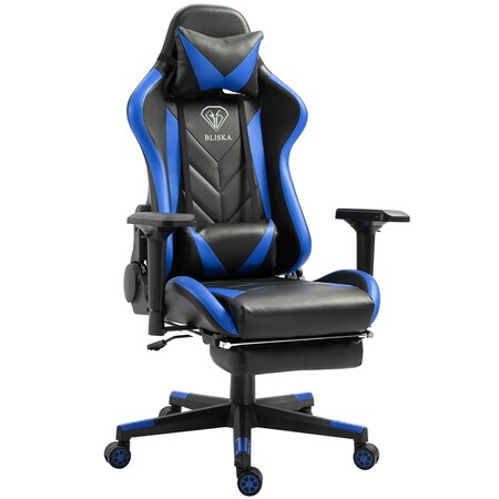 Gaming Stuhl mit Fußstütze und ergonomsichen 4D-Armlehnen gaming chair in  ergonomischer Sportsitz Optik Gamer Stuhl mit verstellbaren  Rückenstützkissen Bürostuhl online kaufen bei Netto