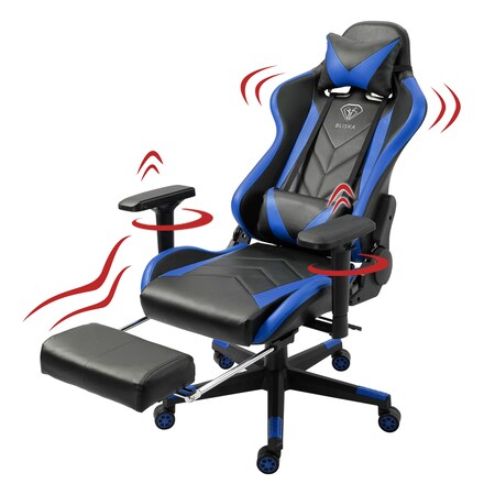 Gaming Stuhl mit Fußstütze und ergonomsichen 4D-Armlehnen gaming