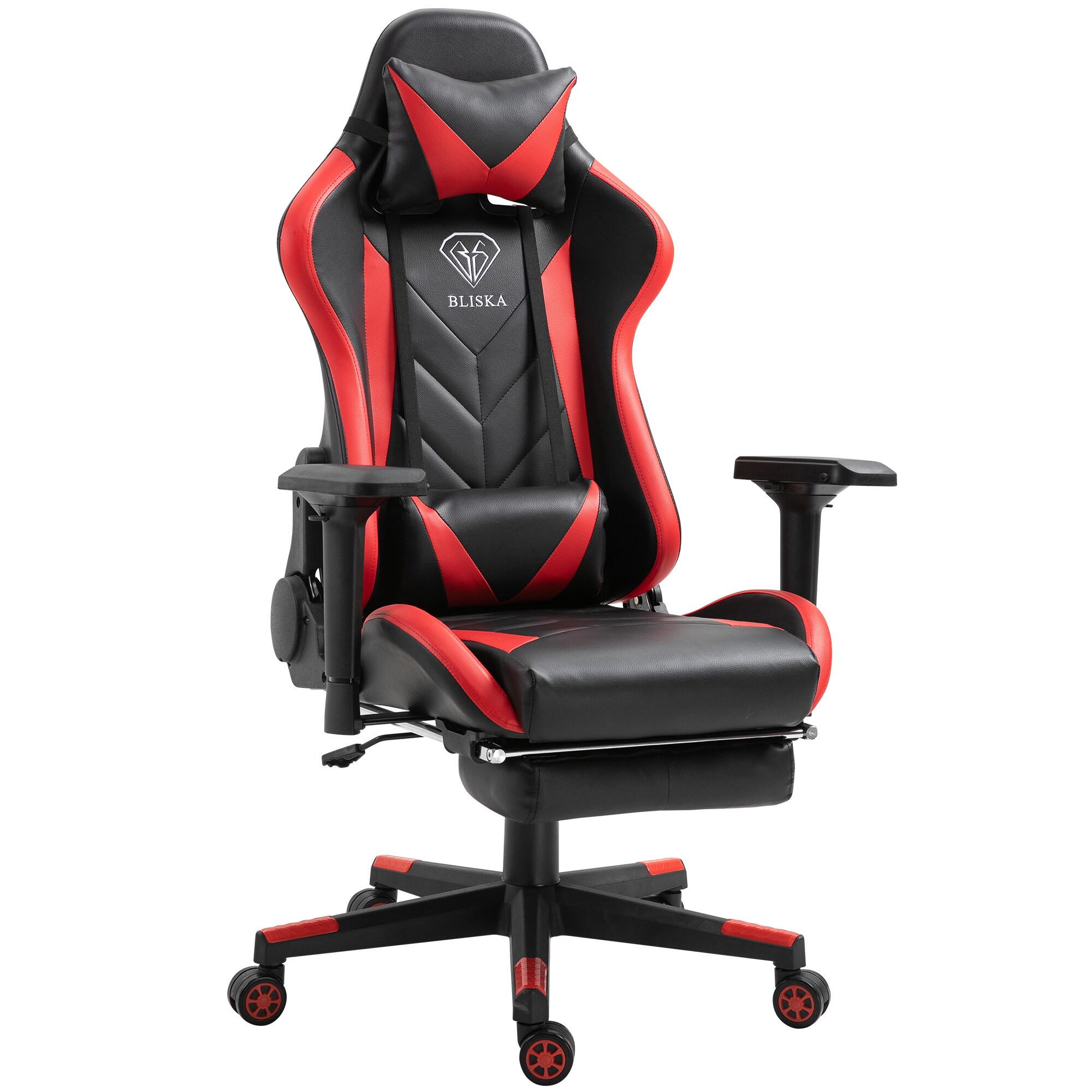 Gaming Stuhl mit Fu&szlig;st&uuml;tze und ergonomsichen 4D-Armlehnen gaming chair in ergonomischer Sportsitz Optik Gamer Stuhl mit verstellbaren R&uuml;ckenst&uuml;tzkissen B&uuml;rostuhl - Bild 1
