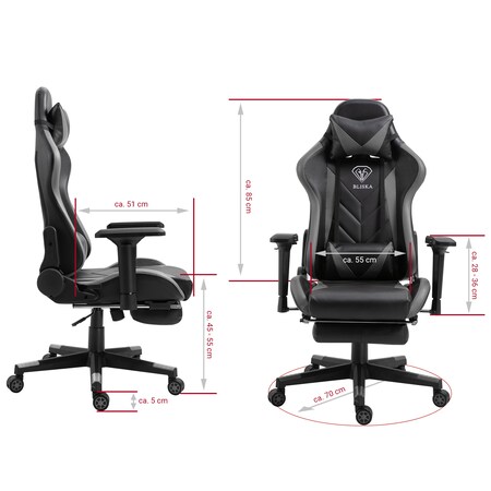 Gaming Stuhl mit Fußstütze und ergonomsichen 4D-Armlehnen gaming chair in  ergonomischer Sportsitz Optik Gamer Stuhl mit verstellbaren  Rückenstützkissen Bürostuhl online kaufen bei Netto | 4-Fuß-Stühle