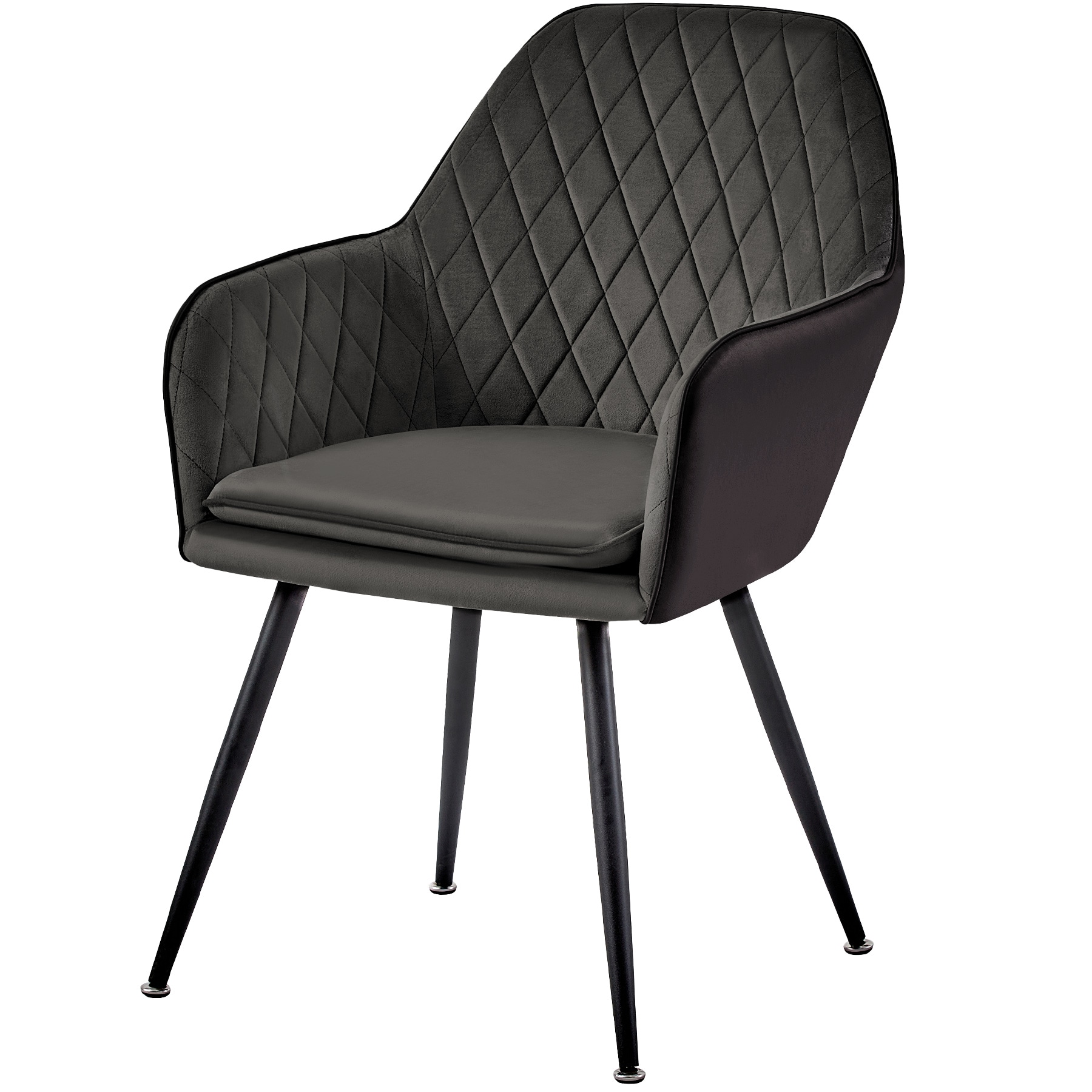 Exklusive Esszimmerst&uuml;hle in Samt- und Lederoptik - pflegeleichte Loungesessel mit Armlehnen in 4 Farbvariationen - gepolsterte K&uuml;chenst&uuml;hle mit abgestepptem Bezug - stabile St&uuml;hle Esszimmer mit Metallgestell - Bild 1