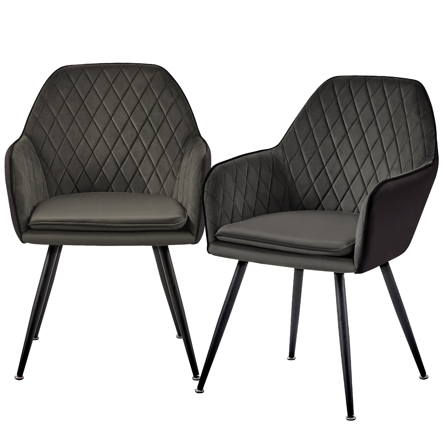 Exklusive Esszimmerst&uuml;hle in Samt- und Lederoptik - pflegeleichte Loungesessel mit Armlehnen in 4 Farbvariationen - gepolsterte K&uuml;chenst&uuml;hle mit abgestepptem Bezug - stabile St&uuml;hle Esszimmer mit Metallgestell - Bild 1