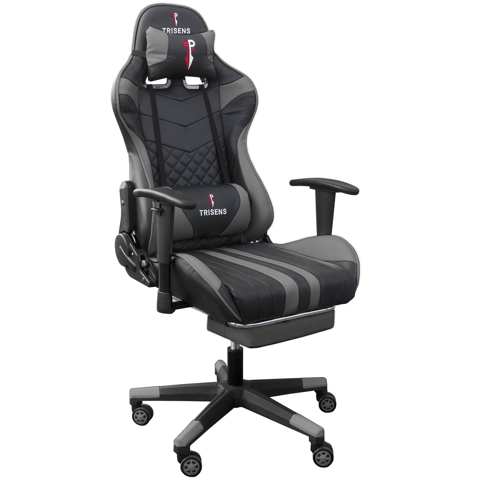 Gaming Stuhl im Racing Design in Lederoptik Bürostuhl mit flexiblen Armlehnen ergonomischer Schreibtischstuhl mit verstellbarem Rückenstützkissen, Nackenkissen und Fußstütze | 04250931570318