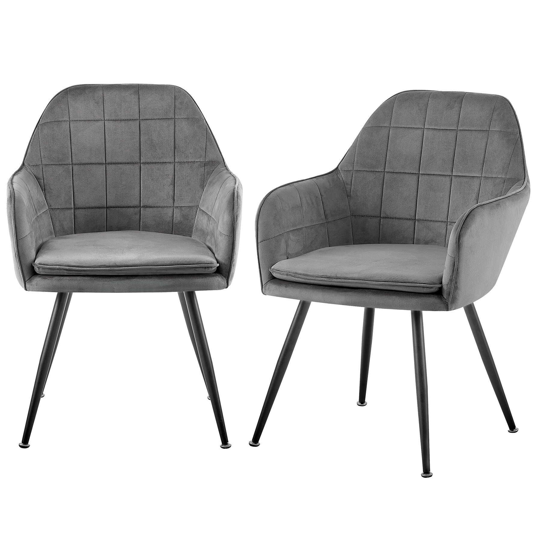 Esszimmerst&uuml;hle in Steppoptik - gepolsterte Loungesessel mit abgestepptem Samtbezug und Armlehnen - stabile St&uuml;hle Esszimmer mit Metallgestell - Bild 1