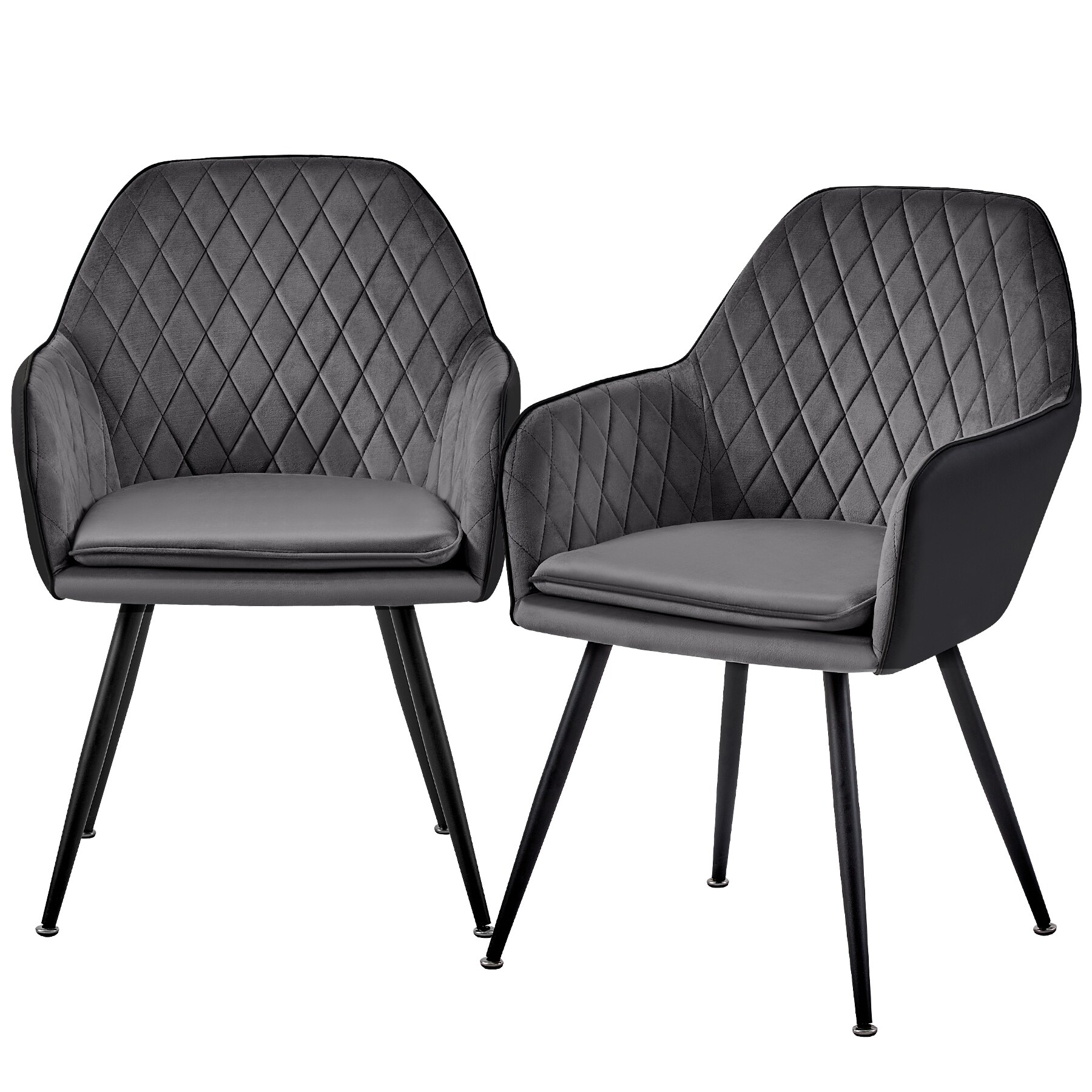 Exklusive Esszimmerst&uuml;hle in Samt- und Lederoptik - pflegeleichte Loungesessel mit Armlehnen in 4 Farbvariationen - gepolsterte K&uuml;chenst&uuml;hle mit abgestepptem Bezug - stabile St&uuml;hle Esszimmer mit Metallgestell - Bild 1