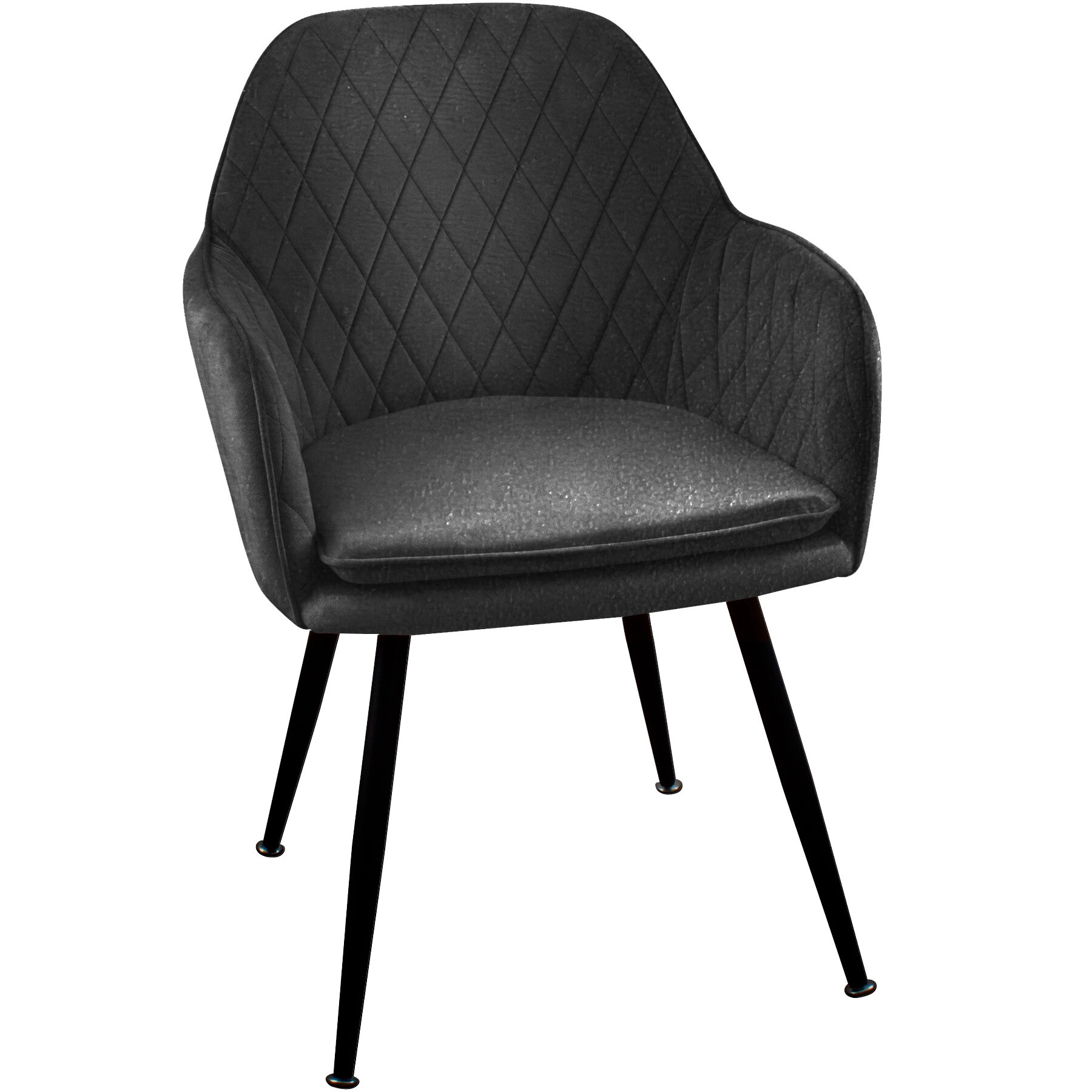 Esszimmerst&uuml;hle in Steppoptik - gepolsterte Loungesessel mit abgestepptem Samtbezug und Armlehnen - stabile St&uuml;hle Esszimmer mit Metallgestell - Bild 1