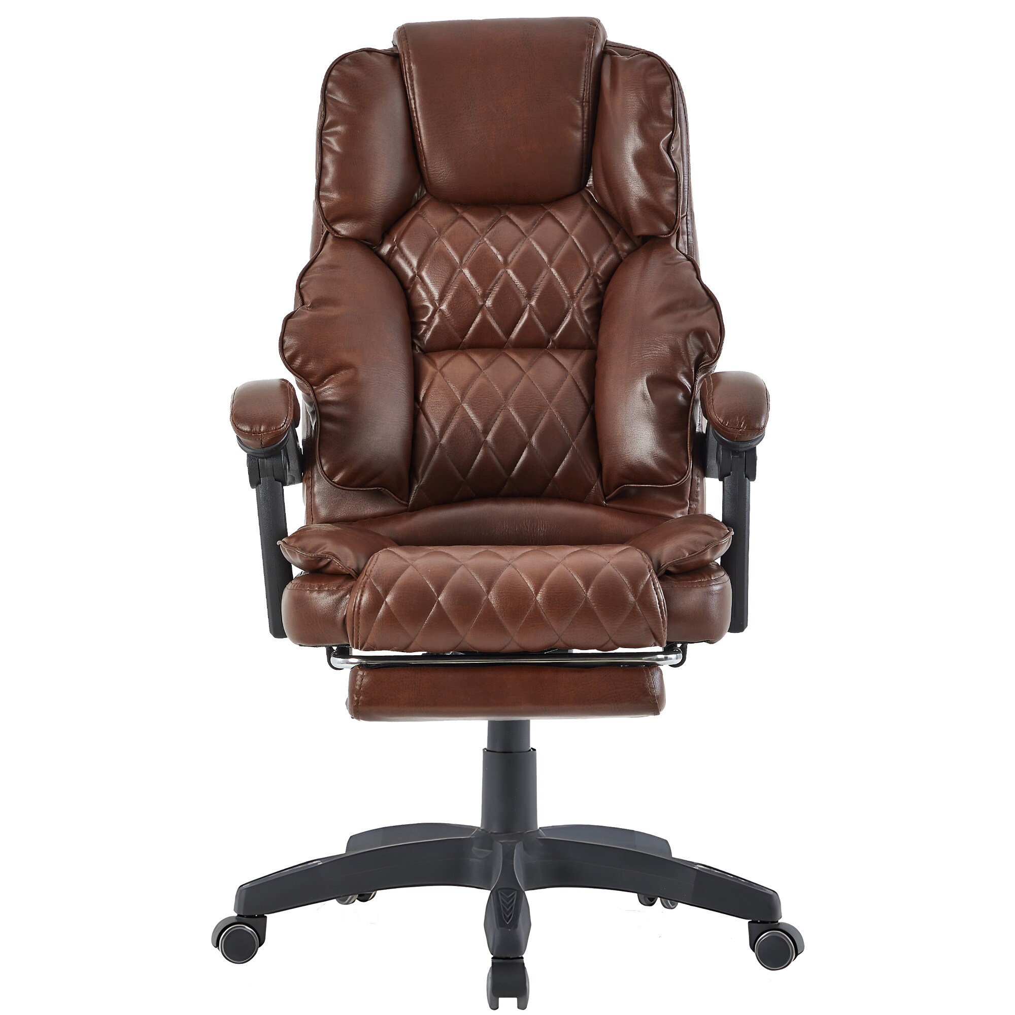 B&uuml;rostuhl mit Fu&szlig;st&uuml;tze und flexiblen 3-Punkt-Armlehnen - Schreibtischstuhl im Lederoptik-Design - ergonomischer B&uuml;rostuhl mit einer verstellbaren R&uuml;ckenlehne f&uuml;r ges&uuml;ndere Sitzhaltung - Bild 1