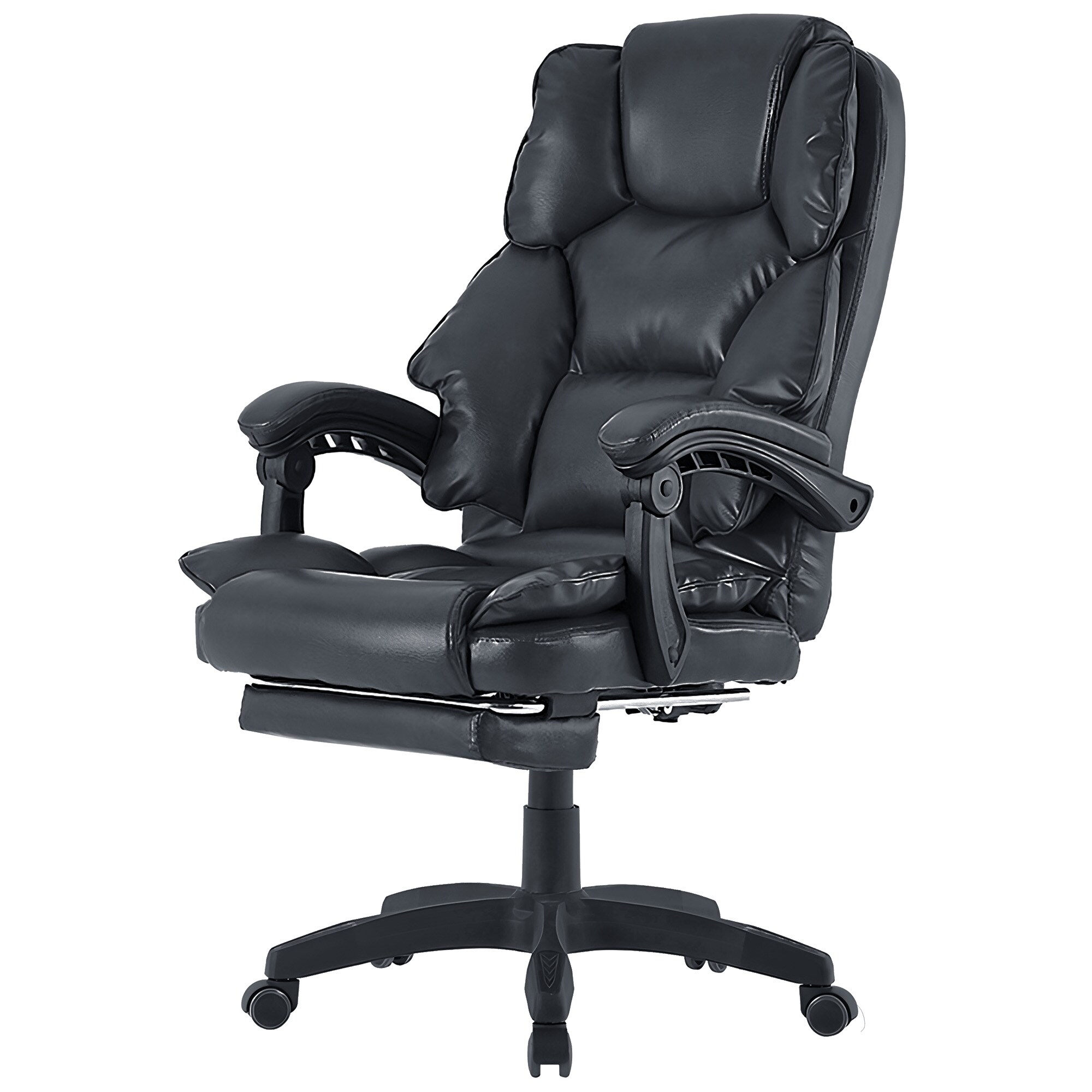 B&uuml;rostuhl mit Fu&szlig;st&uuml;tze und flexiblen 3-Punkt-Armlehnen ergonomischer Schreibtischstuhl im Lederoptik-Design mit einer verstellbaren R&uuml;ckenlehne f&uuml;r ges&uuml;ndere Sitzhaltung - Bild 1