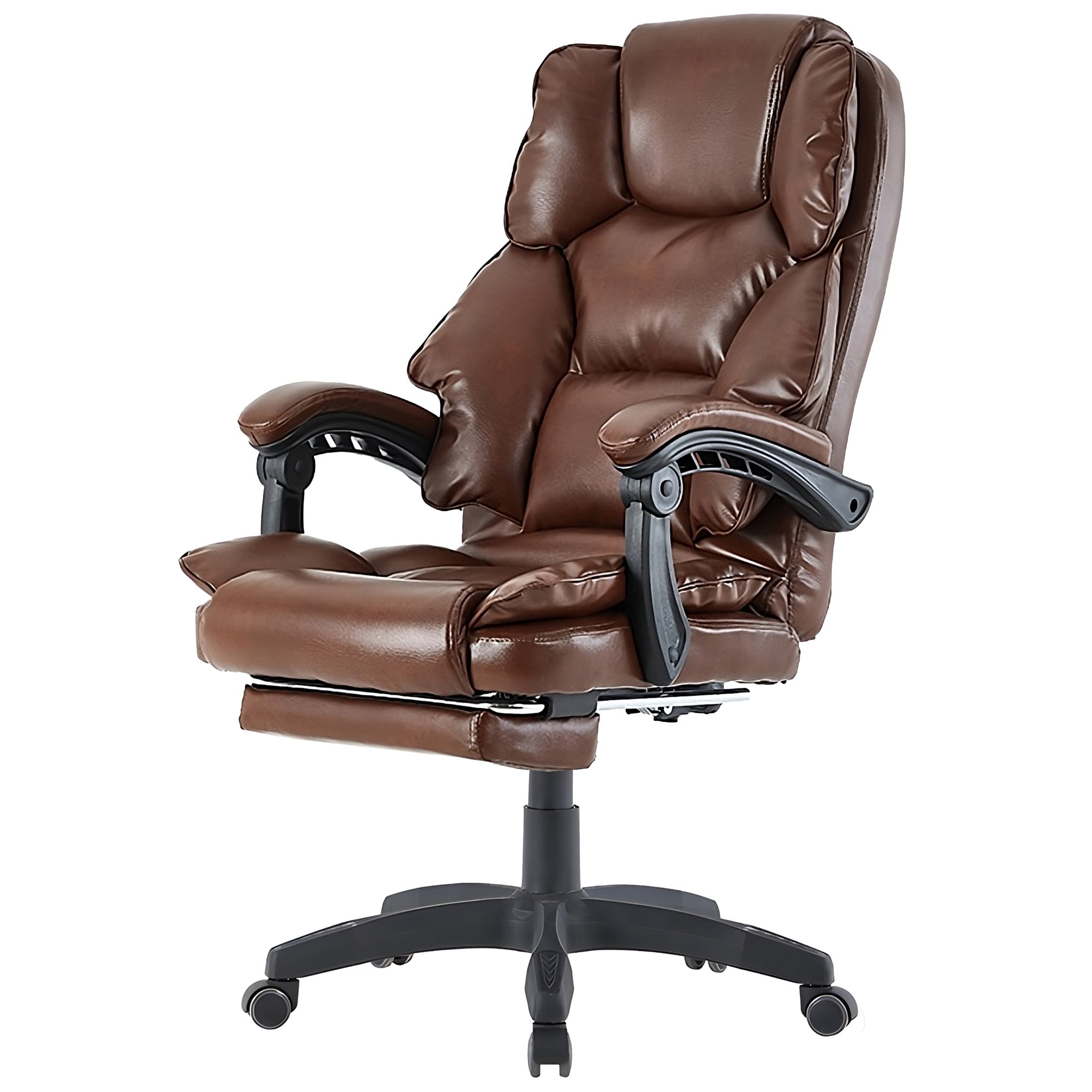 B&uuml;rostuhl mit Fu&szlig;st&uuml;tze und flexiblen 3-Punkt-Armlehnen ergonomischer Schreibtischstuhl im Lederoptik-Design mit einer verstellbaren R&uuml;ckenlehne f&uuml;r ges&uuml;ndere Sitzhaltung - Bild 1