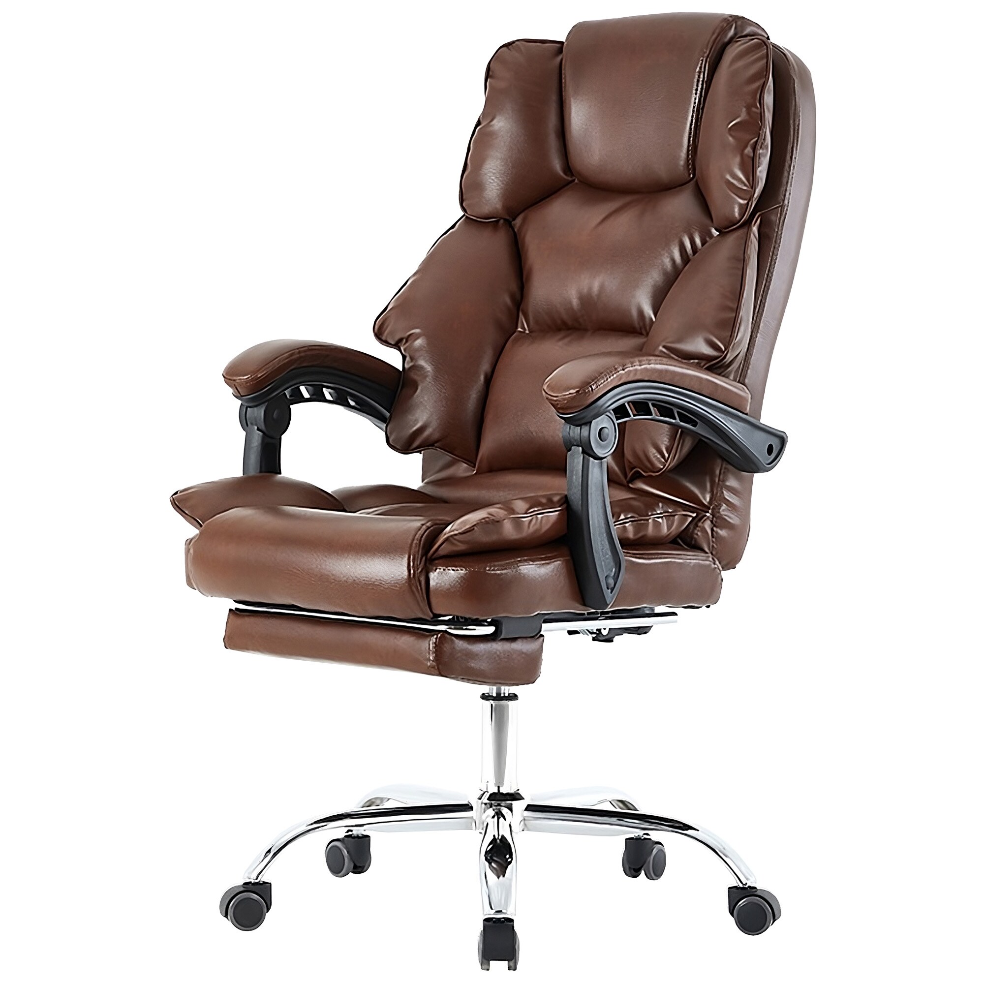 B&uuml;rostuhl mit Fu&szlig;st&uuml;tze und flexiblen 3-Punkt-Armlehnen - Schreibtischstuhl im Lederoptik - ergonomischer B&uuml;rostuhl mit einer verstellbaren R&uuml;ckenlehne f&uuml;r ges&uuml;ndere Sitzhaltung - Bild 1