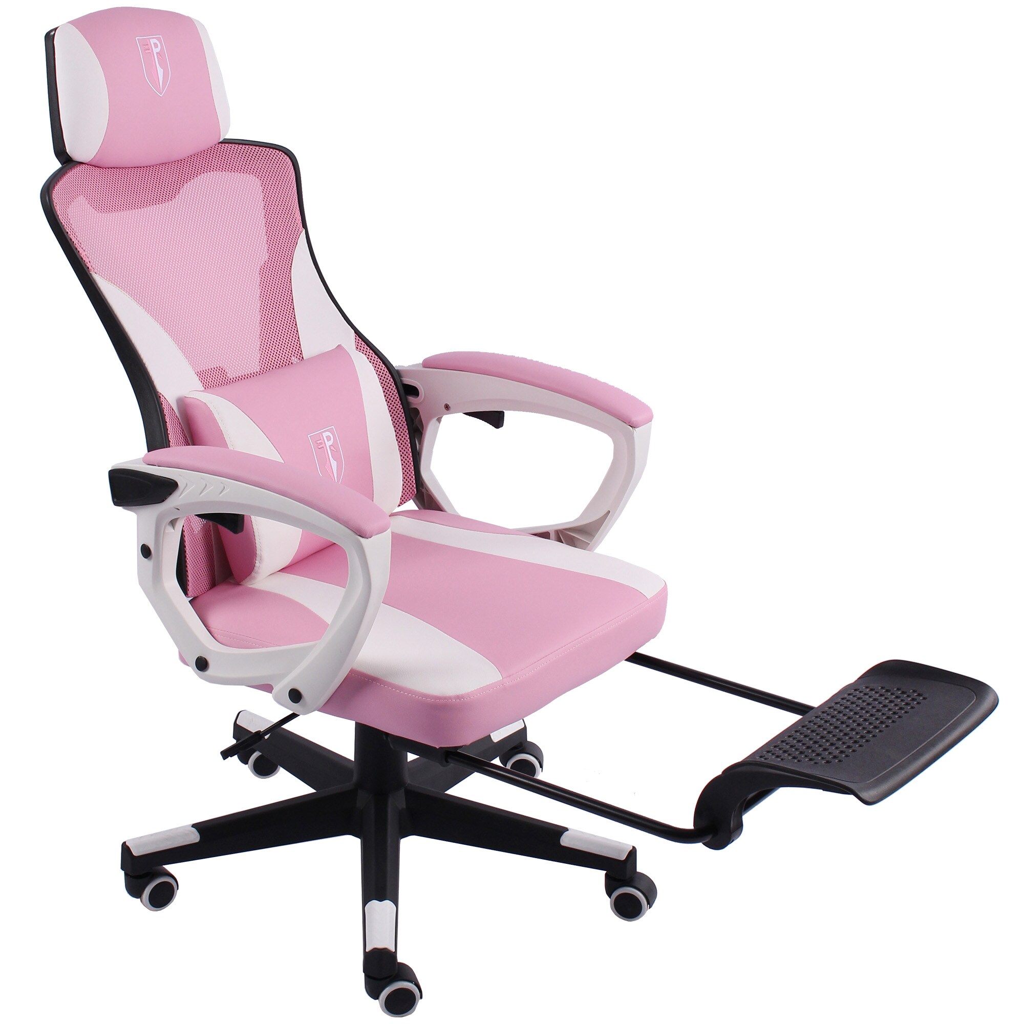 Gaming Stuhl im modernen Racing-Design mit einklappbarer Fu&szlig;st&uuml;tze - Gaming Chair mit flexiblen Armlehnen - ergonomischer Gaming Schreibtischstuhl mit extra St&uuml;tzkissen - Bild 1