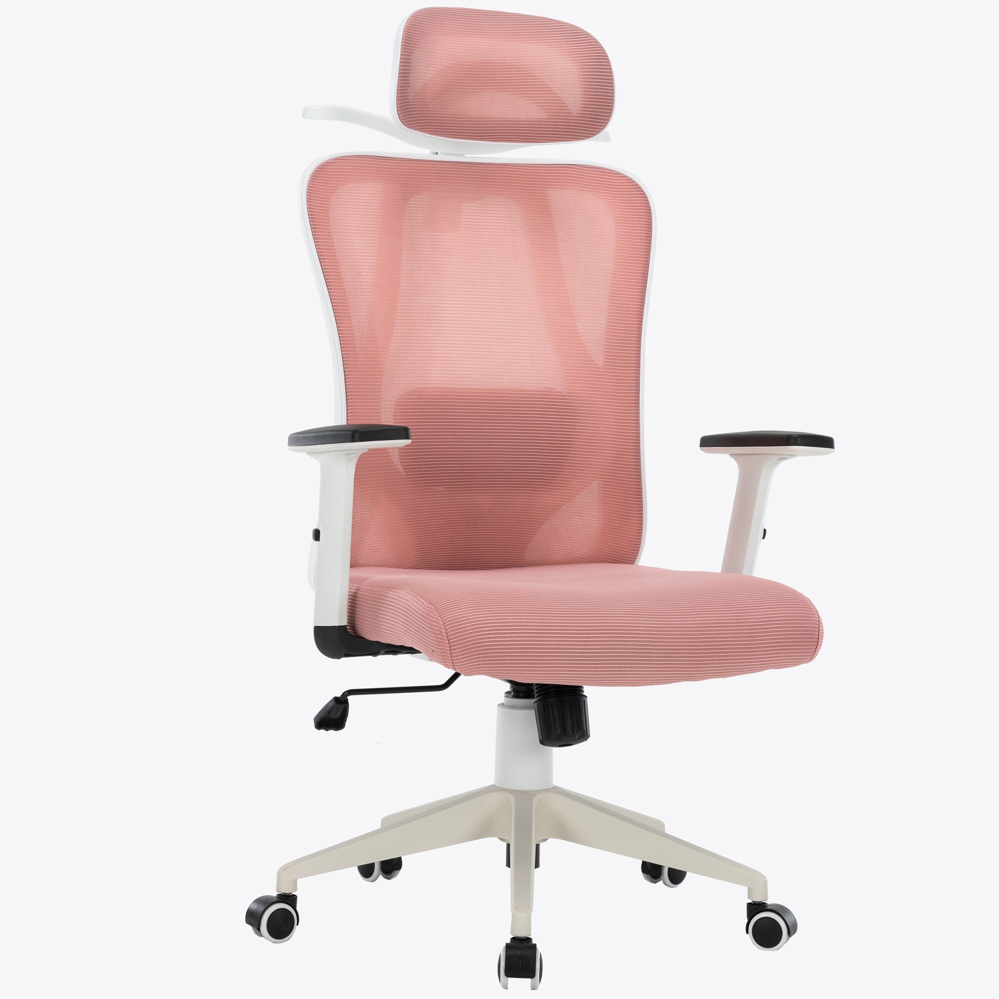 Ergonomischer Bürostuhl Mit Netzrücken & Lordosenstütze – Verstellbar, Mit Kopfstütze (Kunstleder)