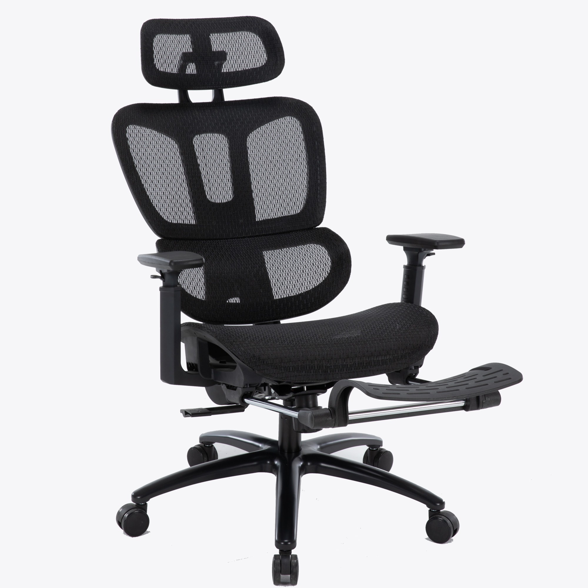 B&uuml;rostuhl in moderner Mesh-Optik mit Fu&szlig;st&uuml;tze  ergonomischer Drehstuhl mit Nacken und Lordosenst&uuml;tze - Gamingstuhl mit atmungsaktiver Netzr&uuml;ckenlehne und Wippfunktion - Bild 1