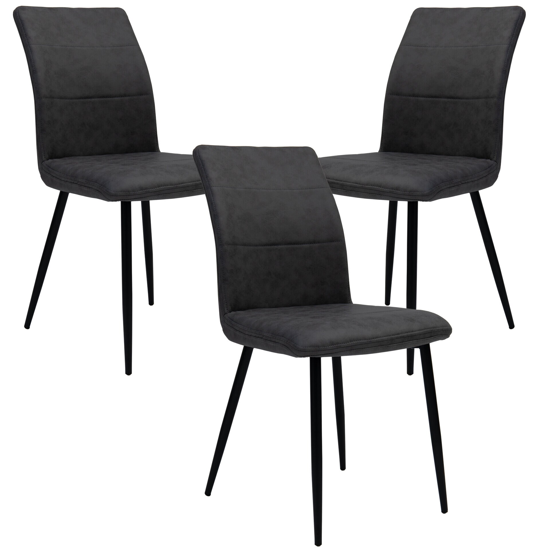 Moderne Esszimmerst&uuml;hle in Lederoptik - bequeme St&uuml;hle mit abgesteppter Vorderseite und bezogener R&uuml;ckseite - gepolsterte K&uuml;chenst&uuml;hle mit gebogener R&uuml;ckenlehne f&uuml;r mehr Sitzkomfort - Bild 1