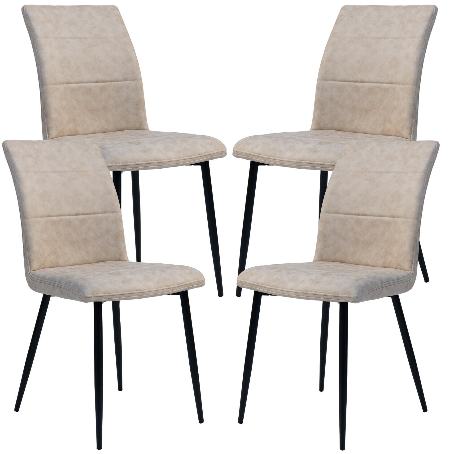 Moderne Esszimmerst&uuml;hle in Lederoptik - bequeme St&uuml;hle mit abgesteppter Vorderseite und bezogener R&uuml;ckseite - gepolsterte K&uuml;chenst&uuml;hle mit gebogener R&uuml;ckenlehne f&uuml;r mehr Sitzkomfort - Bild 1